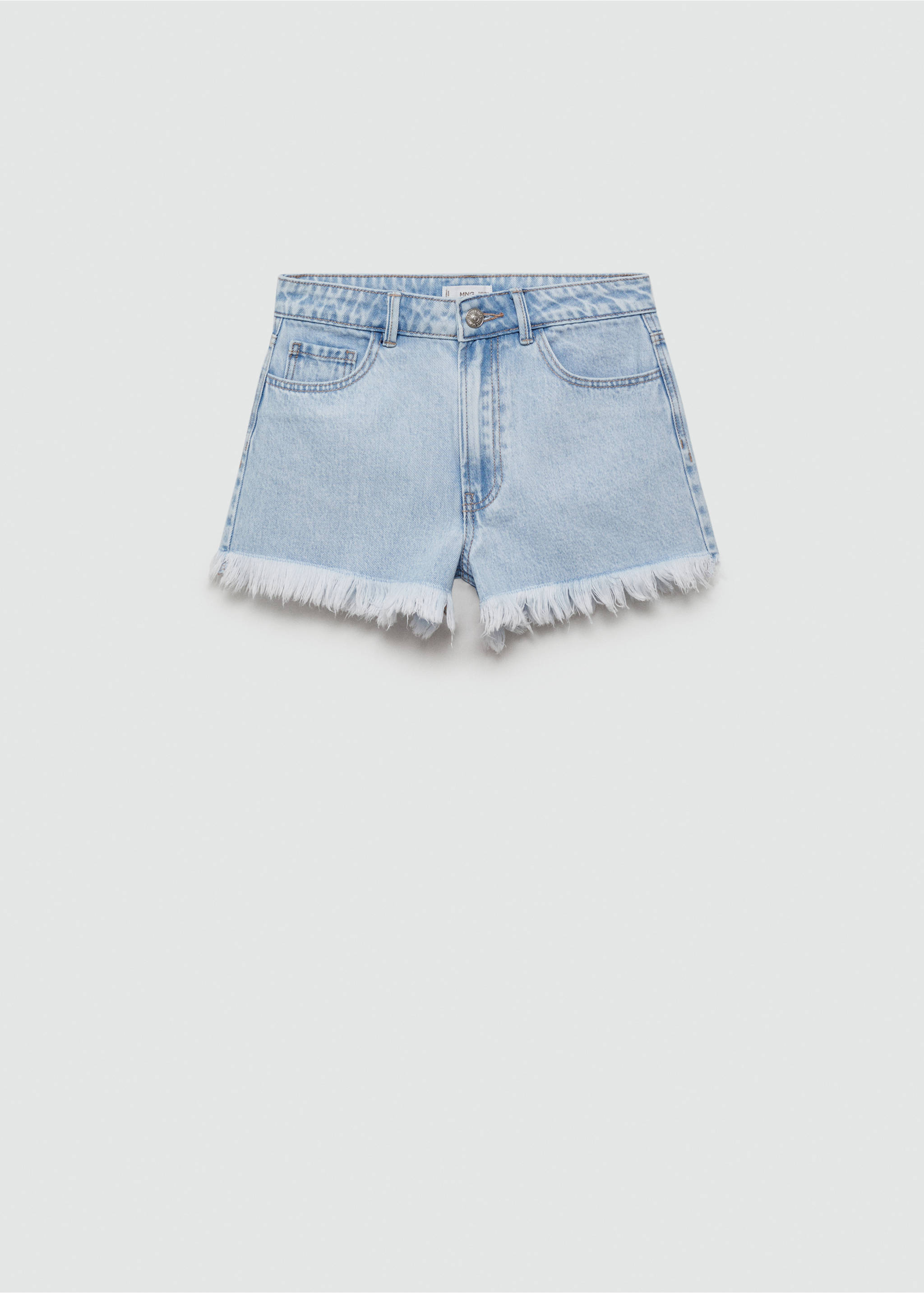 Jeansshorts mit ausgefranstem Saum - Artikel ohne Model, Mittelblau. Ref: 77030609-00.