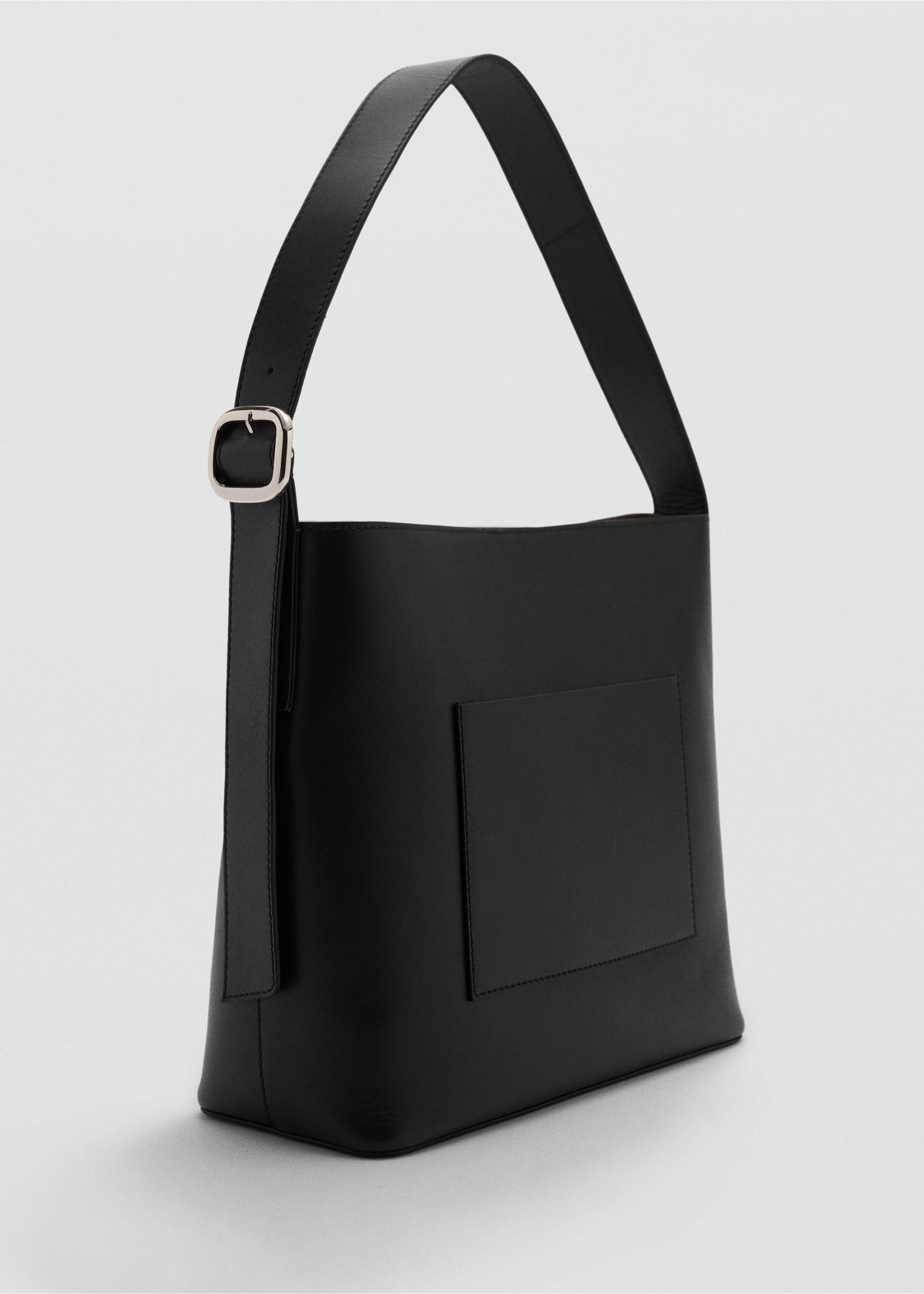 Leather shopper bag - Medium plane, Black. Ref: 77030613-00.