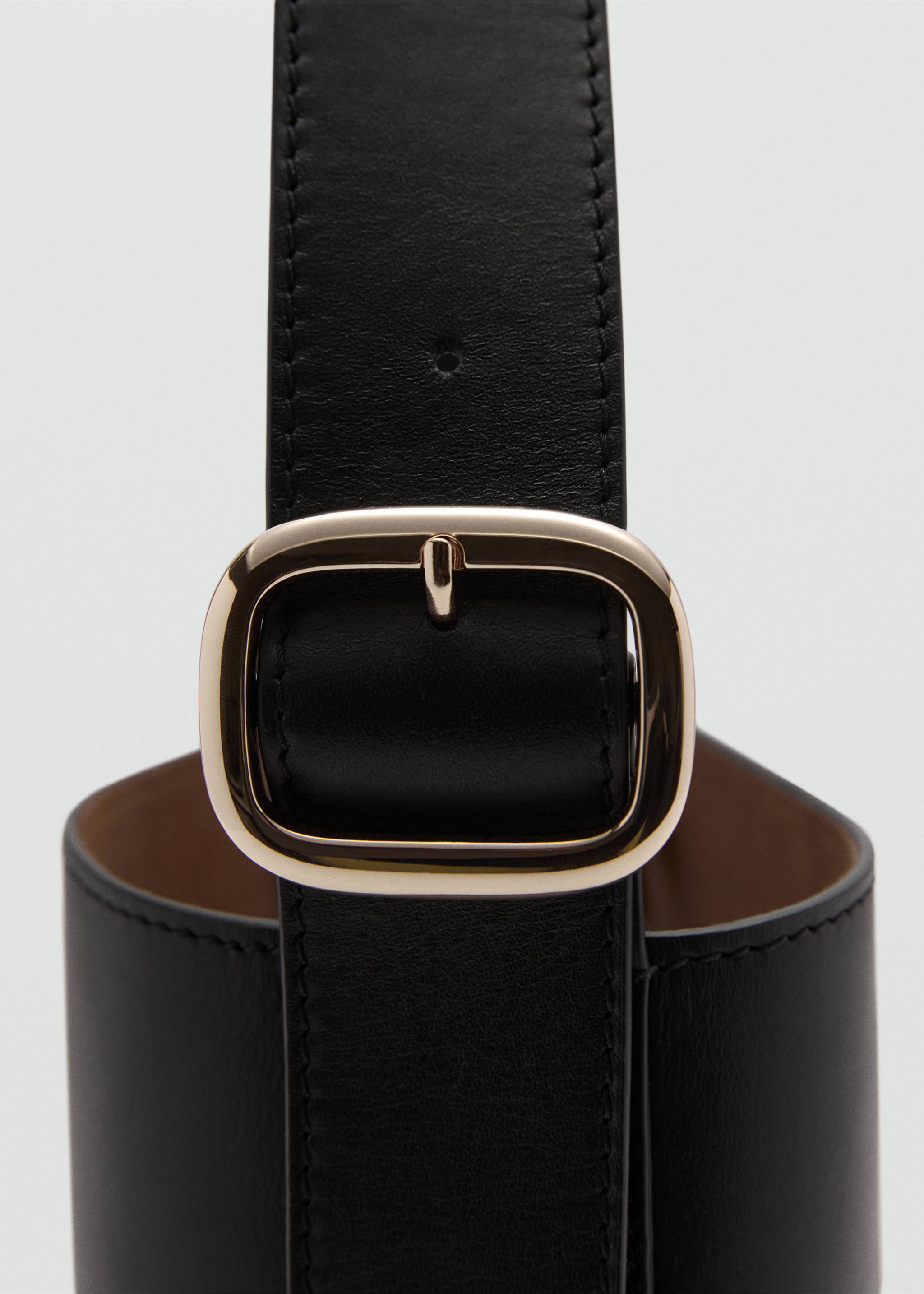 Leather shopper bag - Details of the article 2, Black. Ref: 77030613-00.