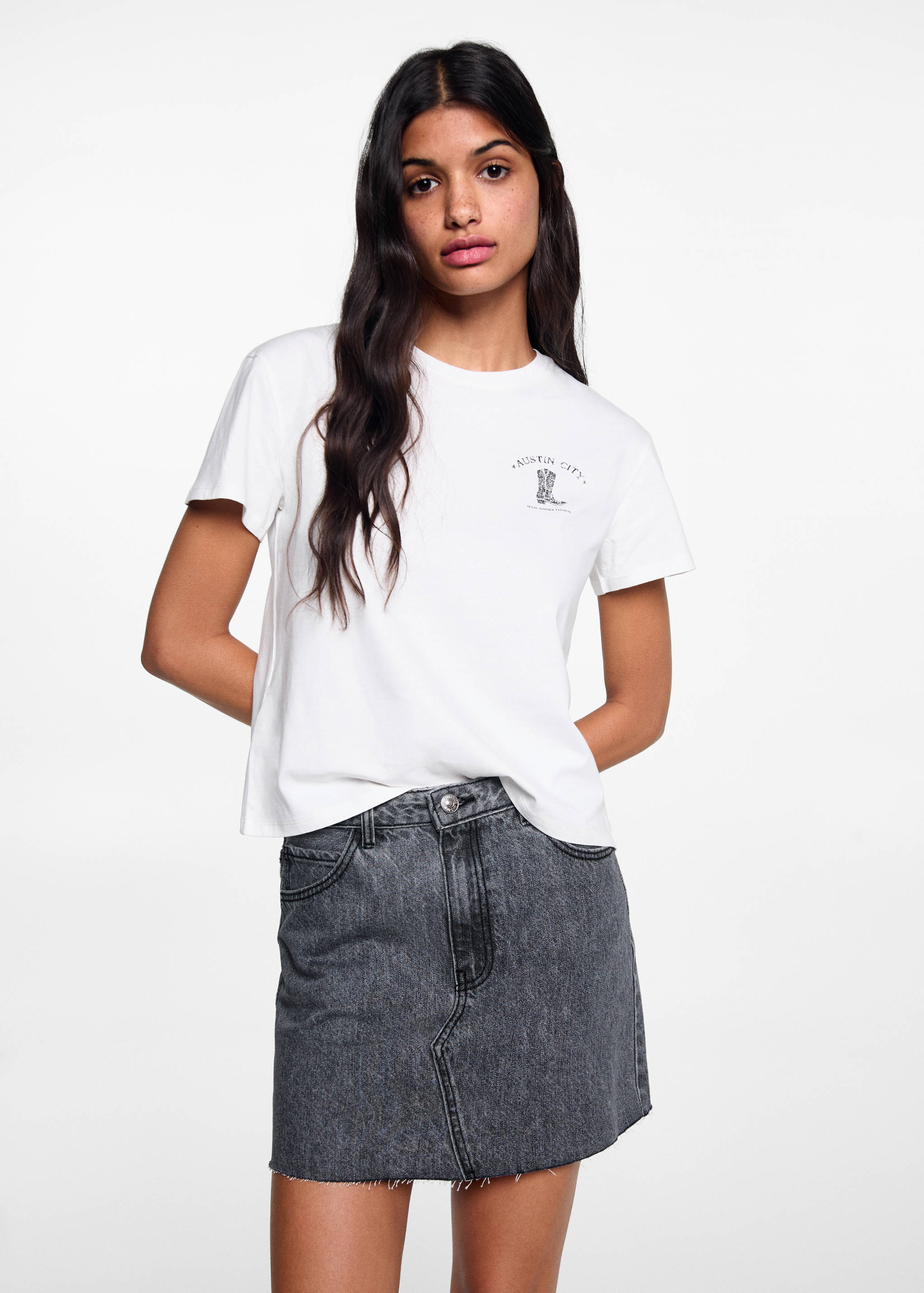 Printed cotton-blend T-shirt - Medium plane