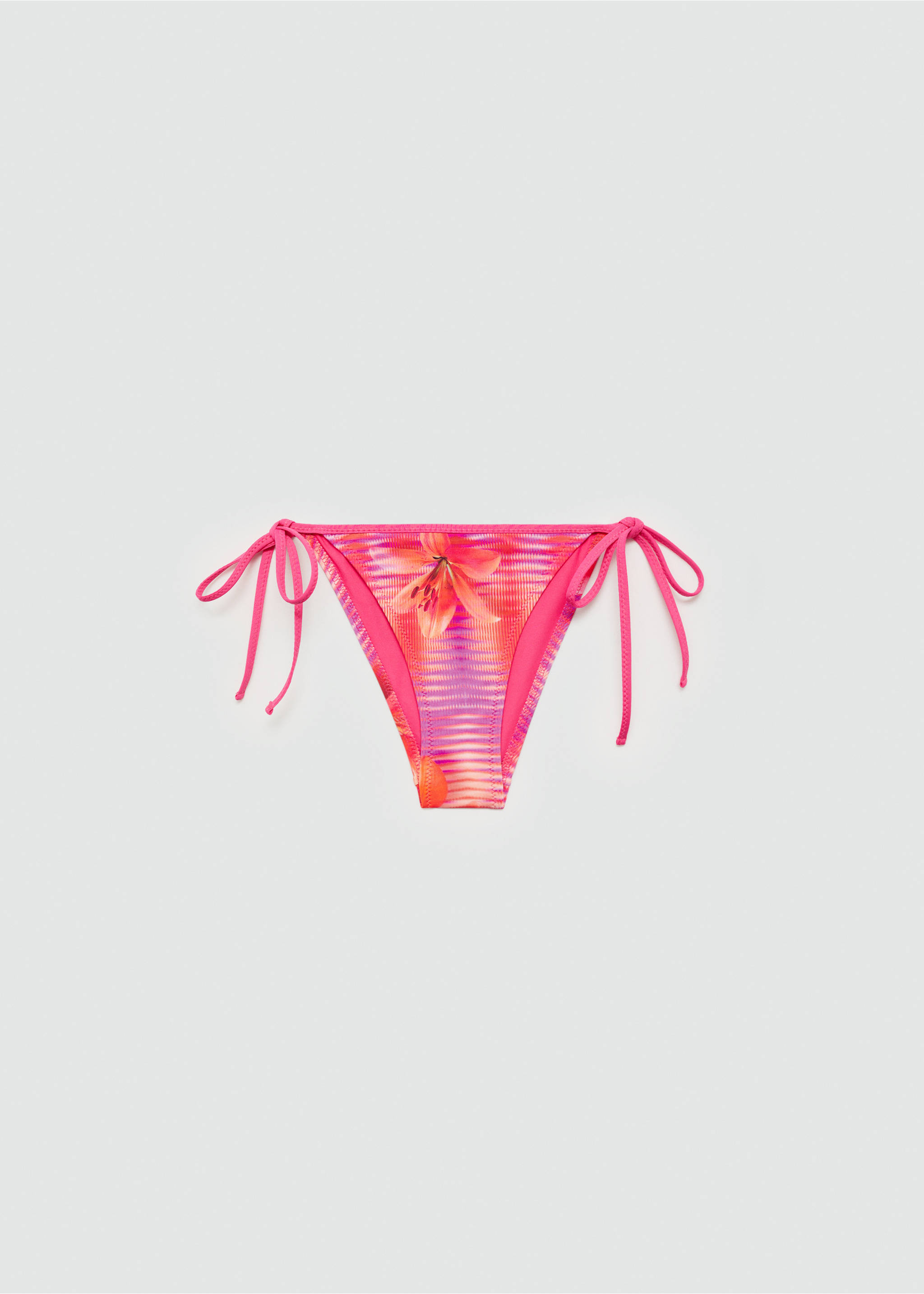 Floral-print bikini bottoms - Article without model, Pink. Ref: 77030628-00.