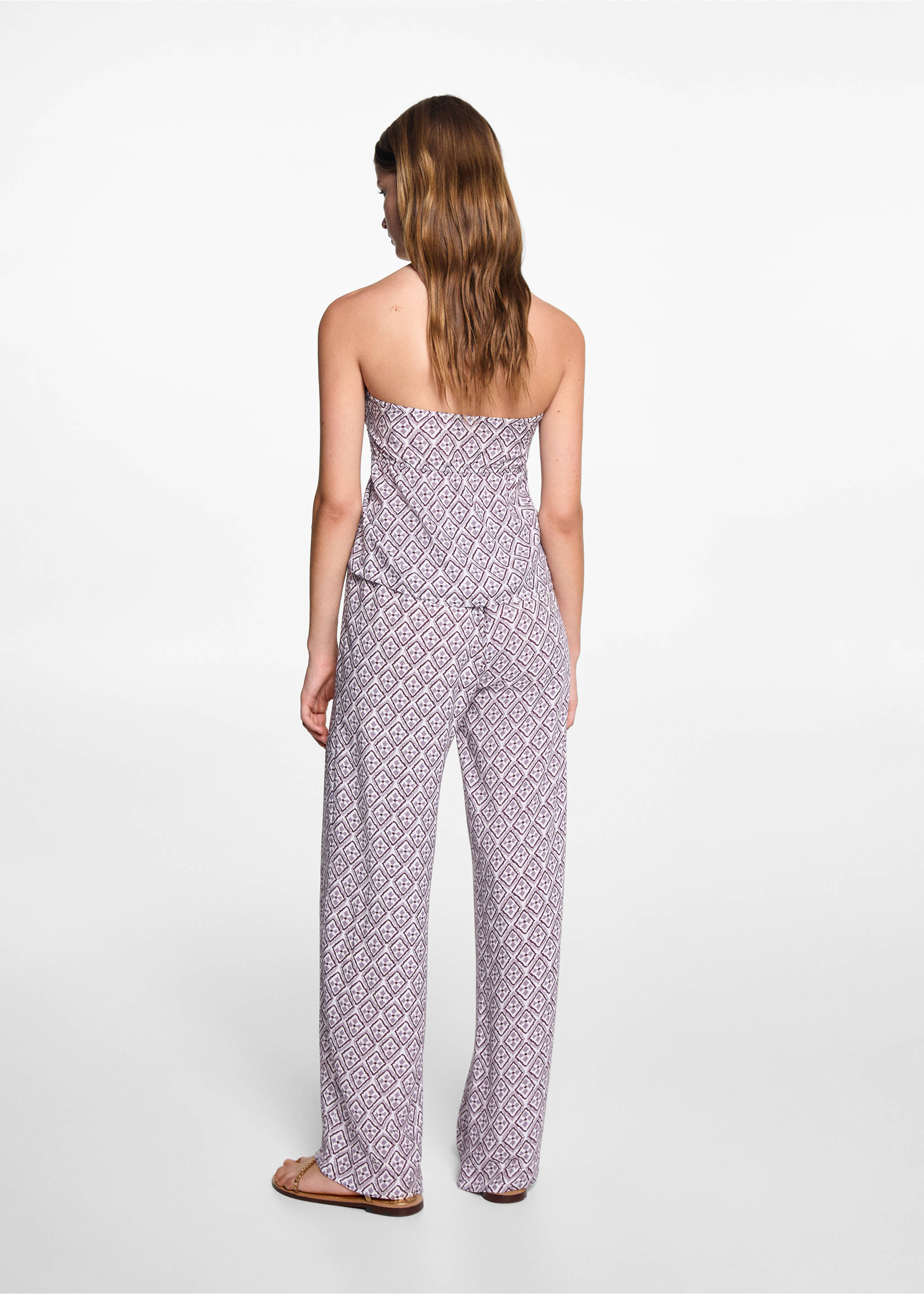 Pantalón estampado fluido - Reverso del artículo, Rosa pastel. Ref: 77030639-00.