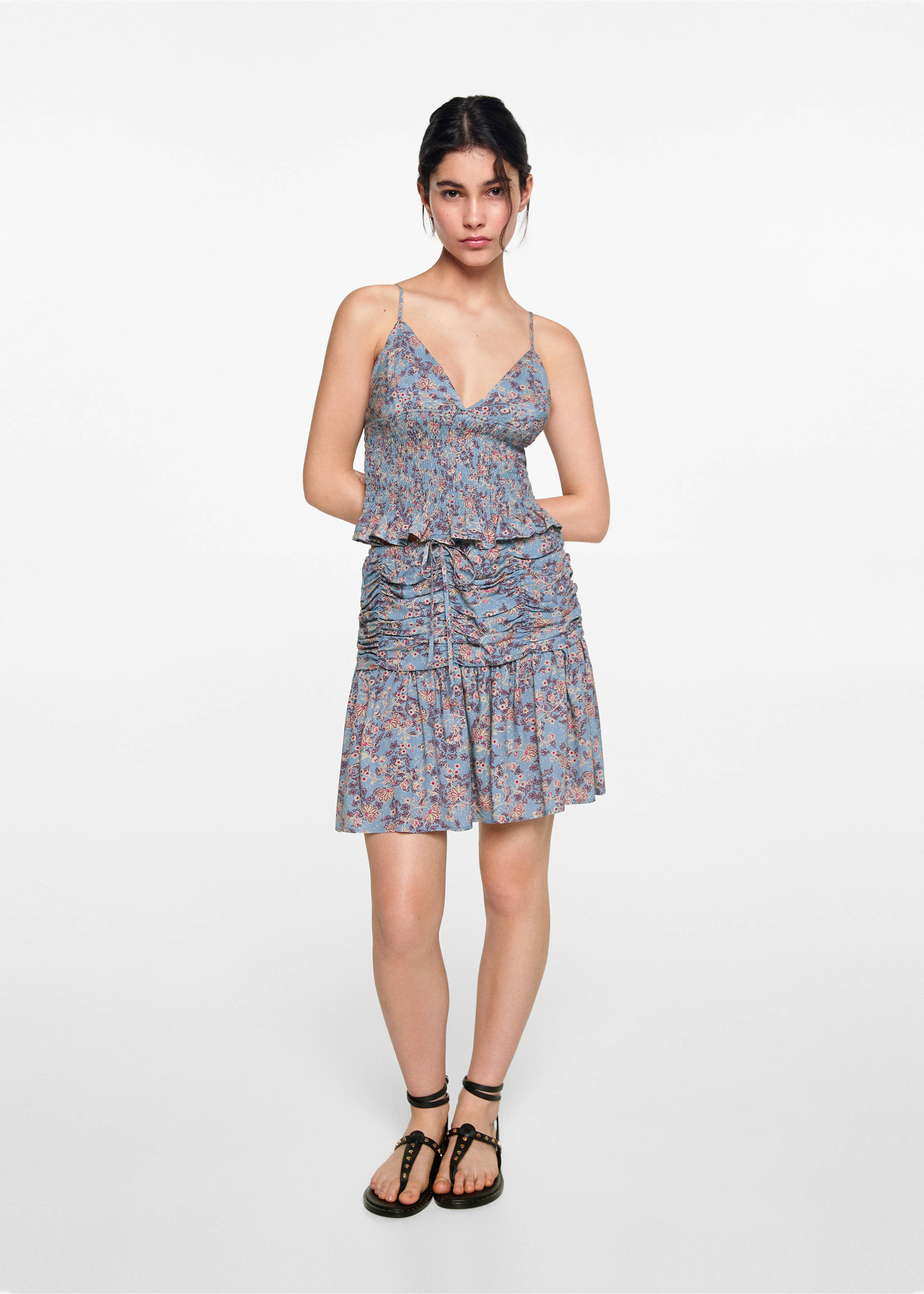 Top mit Blumenmuster - Allgemeine Ansicht, Himmelblau. Ref: 77030640-00.