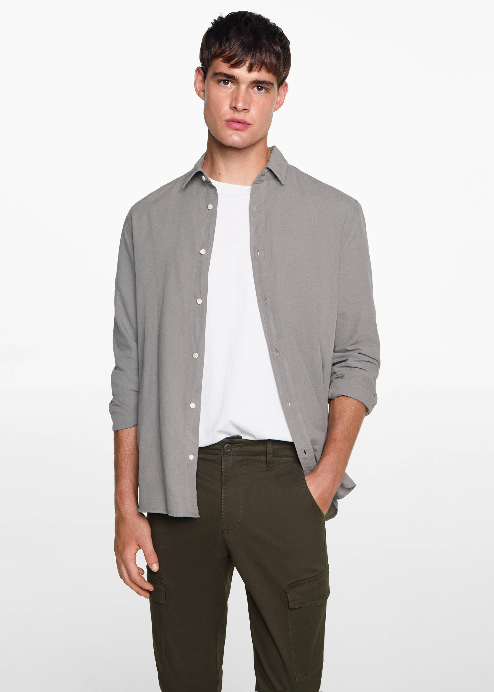 Cotton cargo trousers - Medium plane