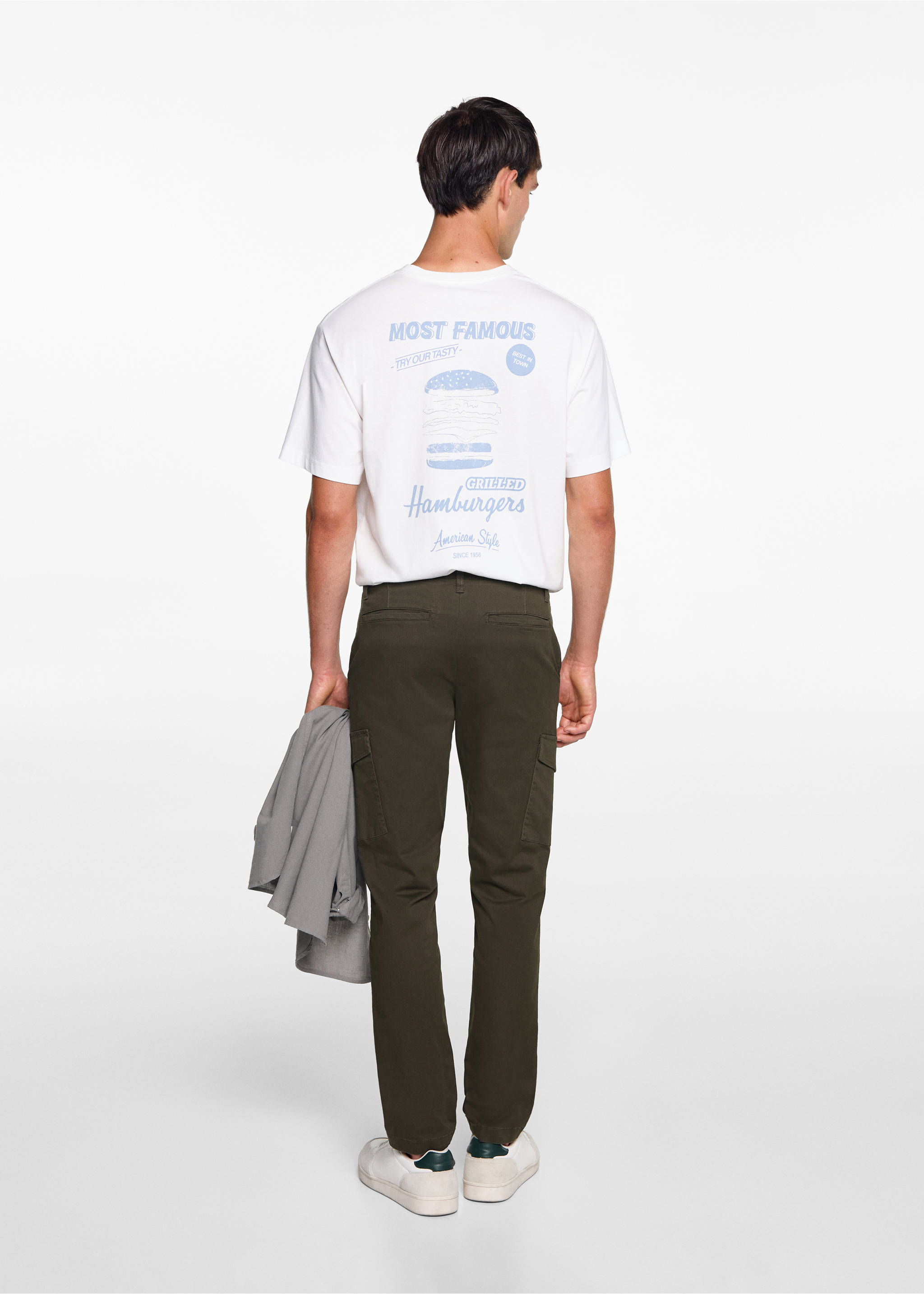 Cotton cargo trousers - Reverse of the article, Medium Green. Ref: 77031509-00.