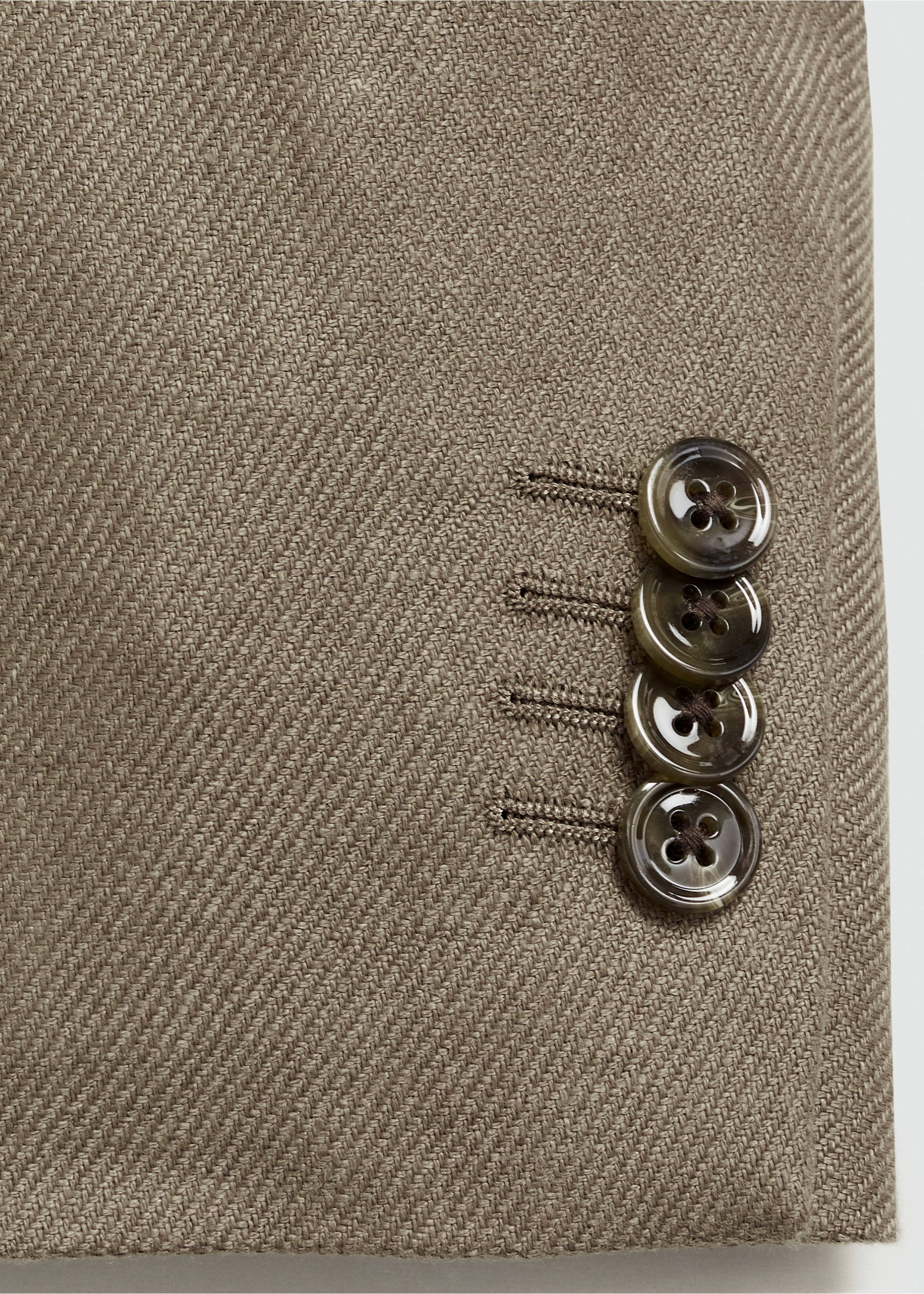 Americana slim fit 100% lino - Detalle del artículo 8, Khaki. Ref: 77032536-00.