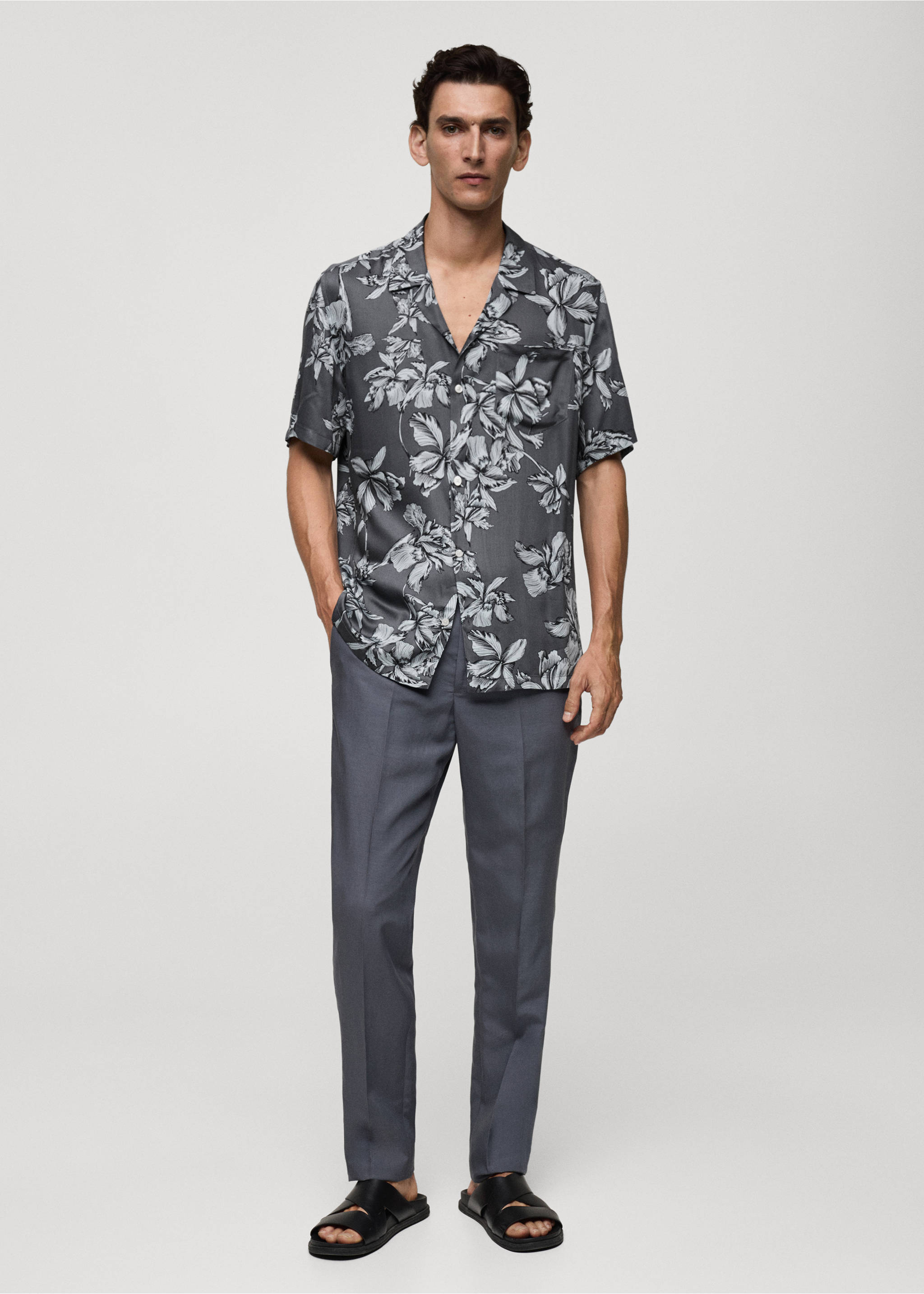 Regular Fit-Hemd mit Hawaiiprint - Allgemeine Ansicht, Anthrazit. Ref: 77032548-00.