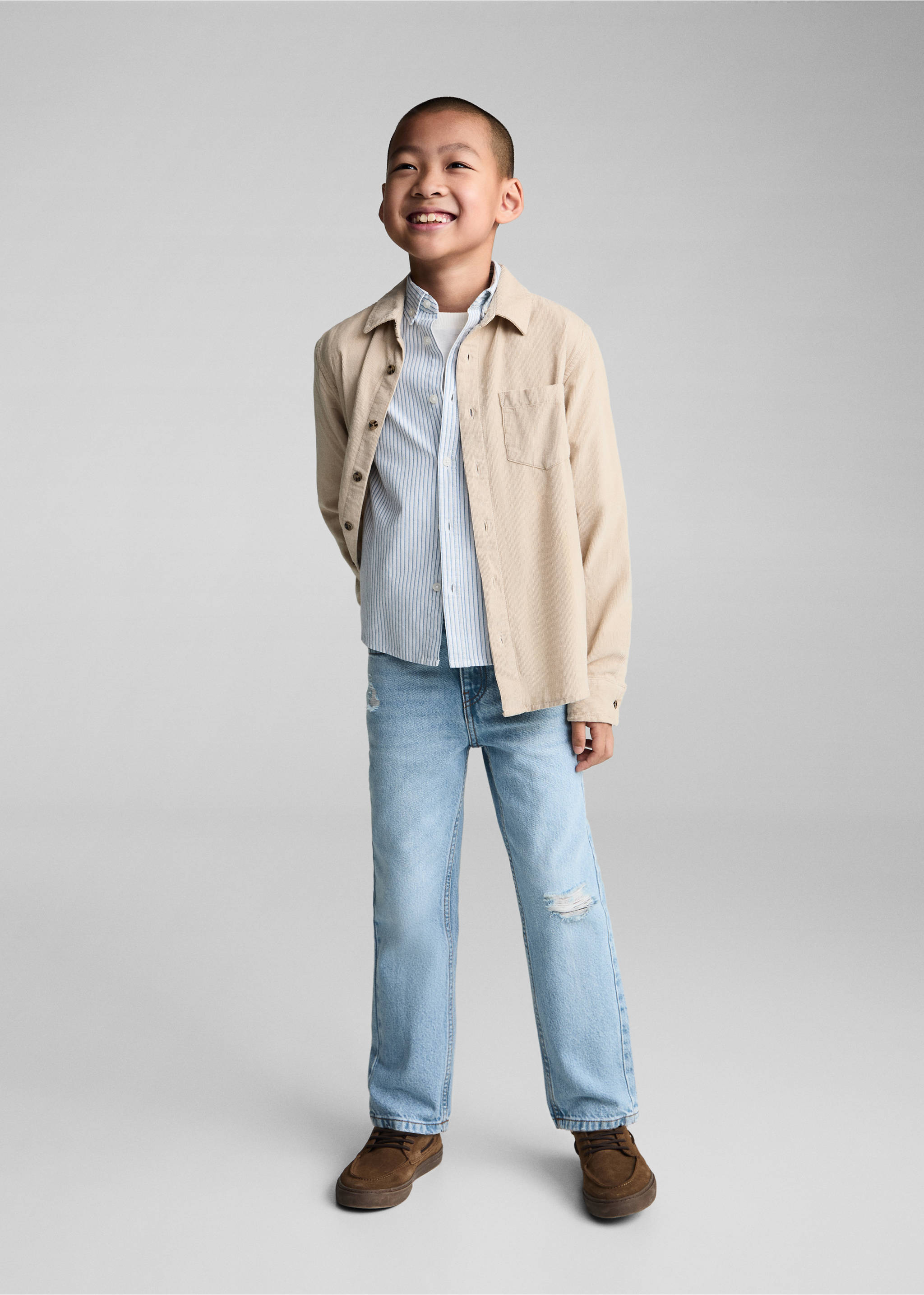 Dad decorative ripped jeans - General plane, Medium Blue. Ref: 77032914-00.