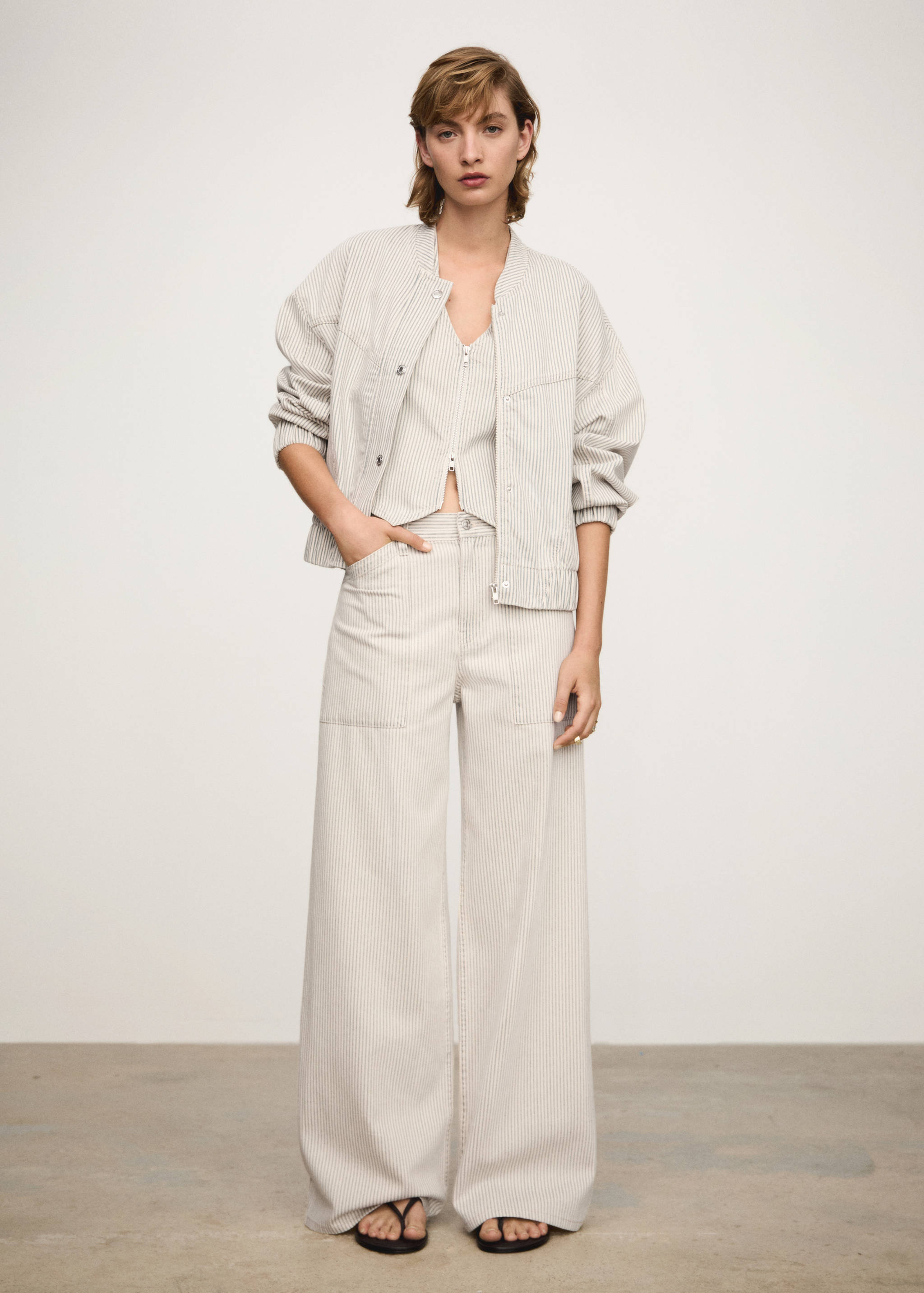 Gestreepte wideleg jeans - Overzichtstekening