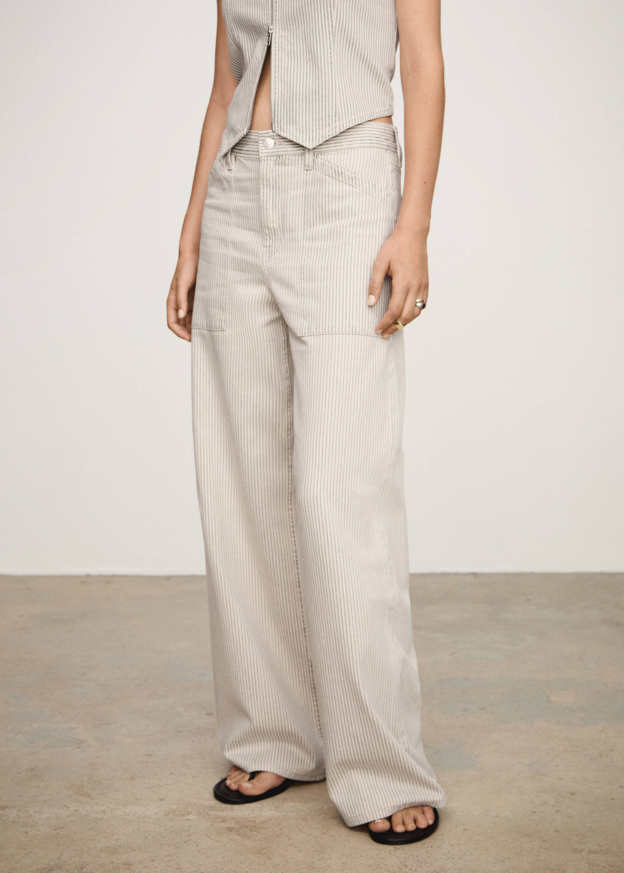 Gestreepte wideleg jeans - Middenvlak