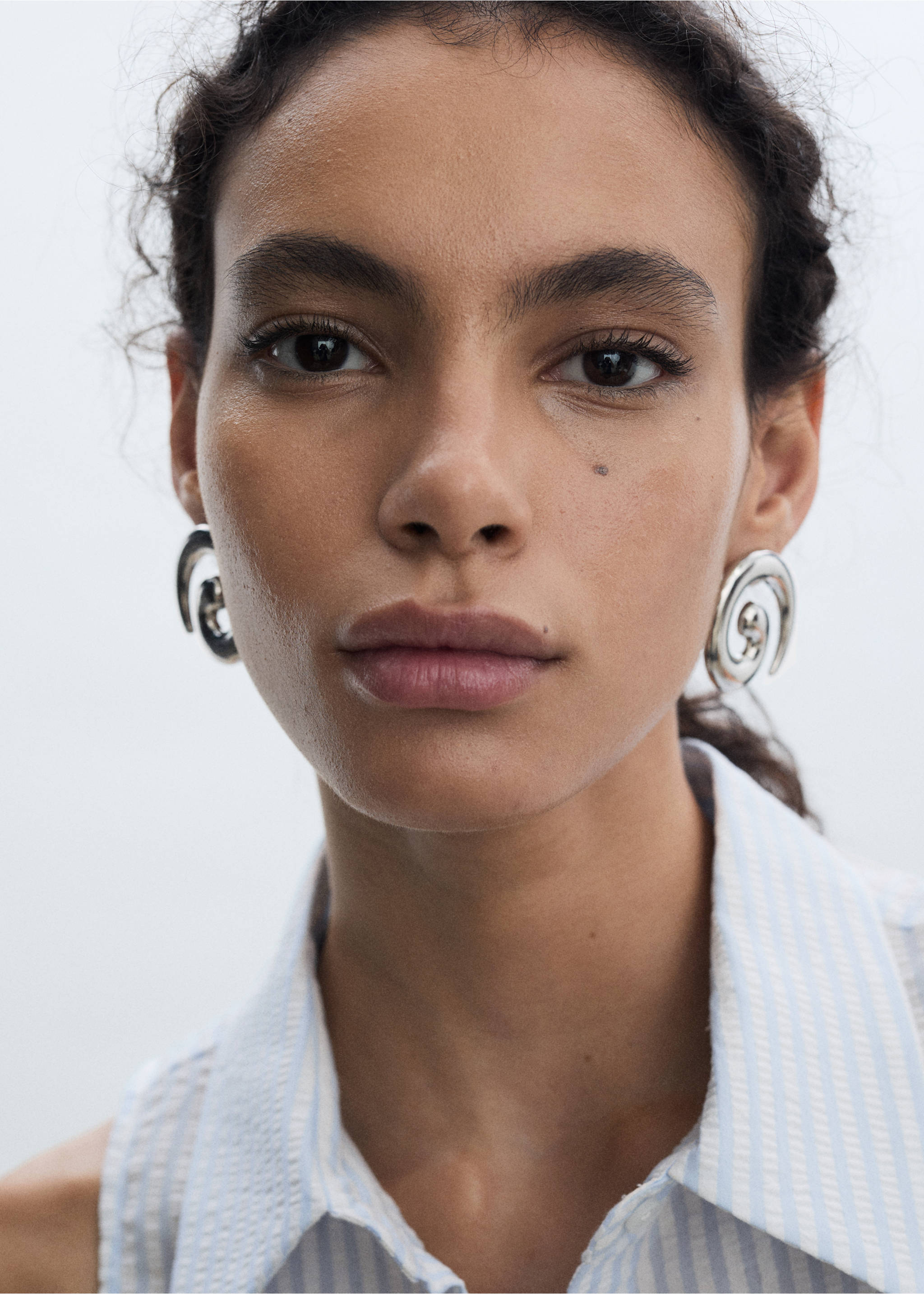 Striped textured shirt - Details of the article 1, Blue. Ref: 77032917-00.