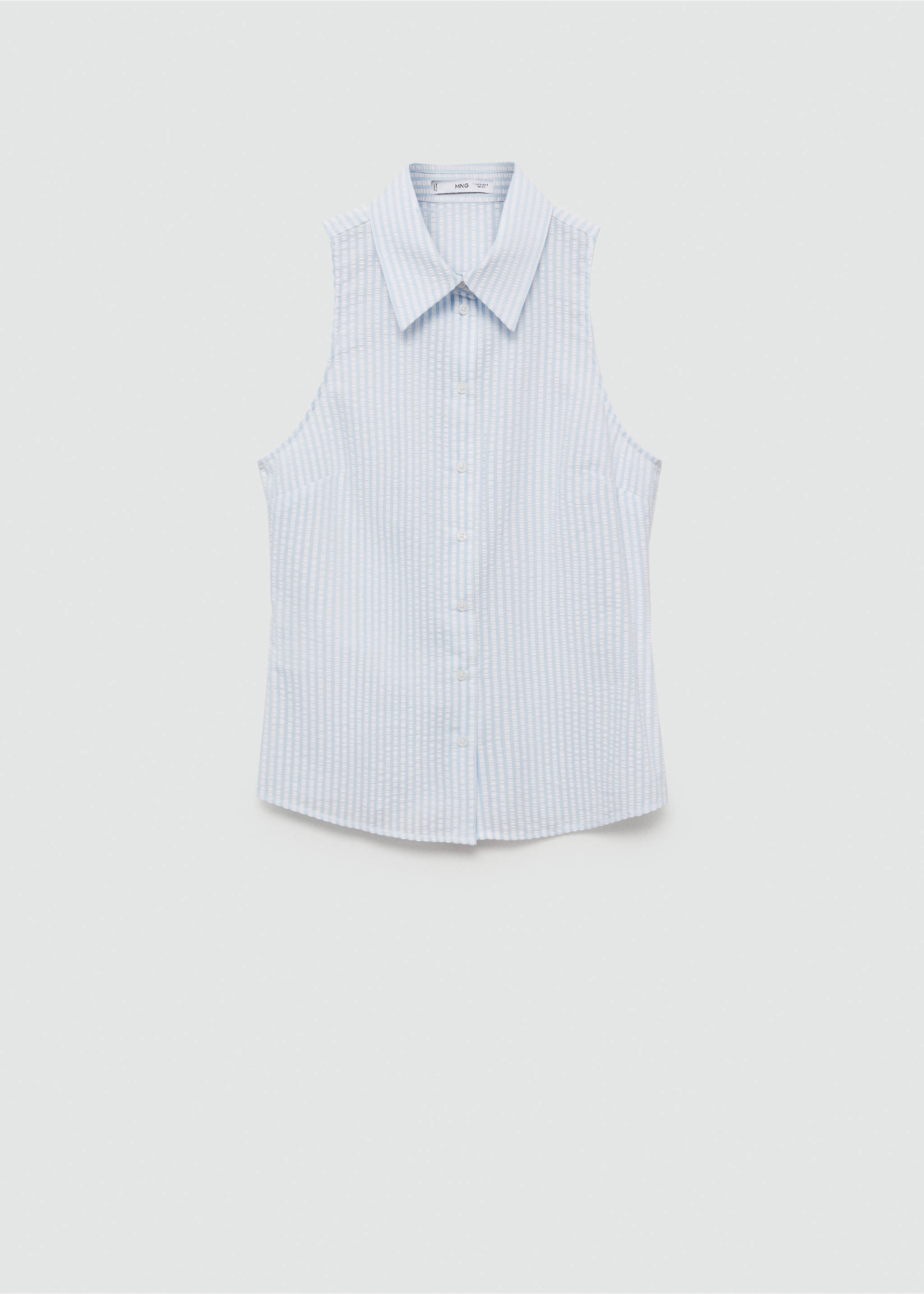 Striped textured shirt - Article without model, Blue. Ref: 77032917-00.