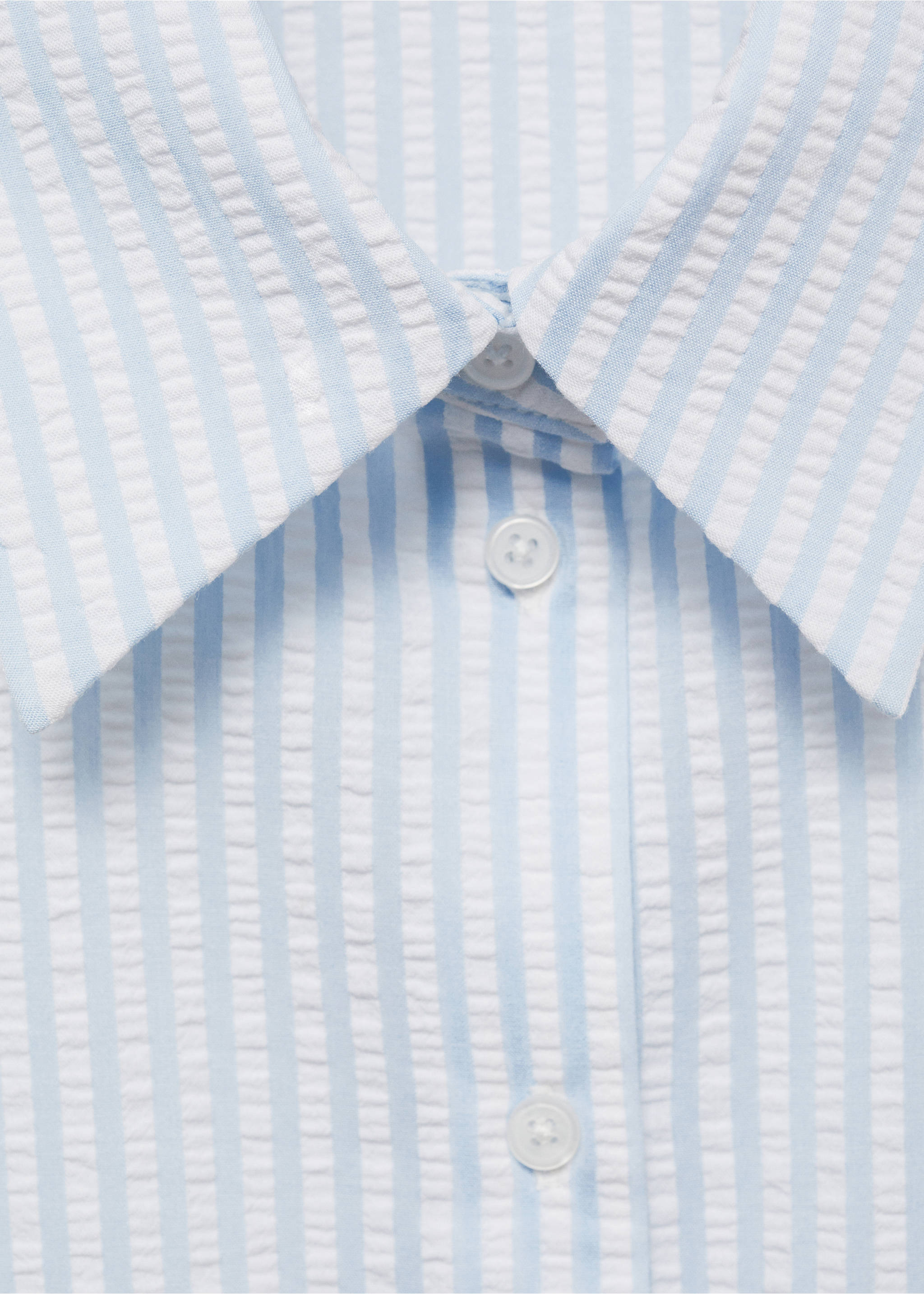 Striped textured shirt - Details of the article 8, Blue. Ref: 77032917-00.