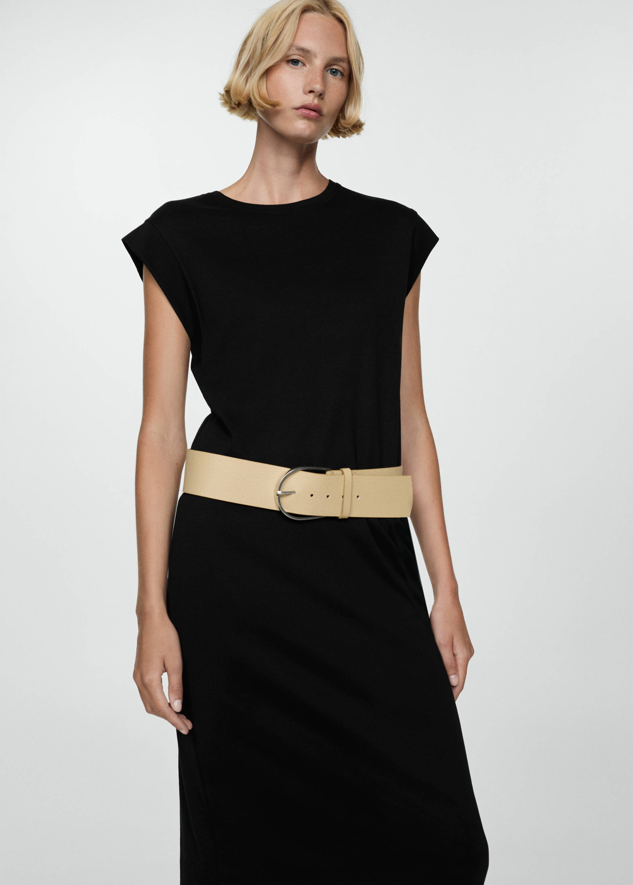 Vestido pelo joelho de algodão - Plano médio