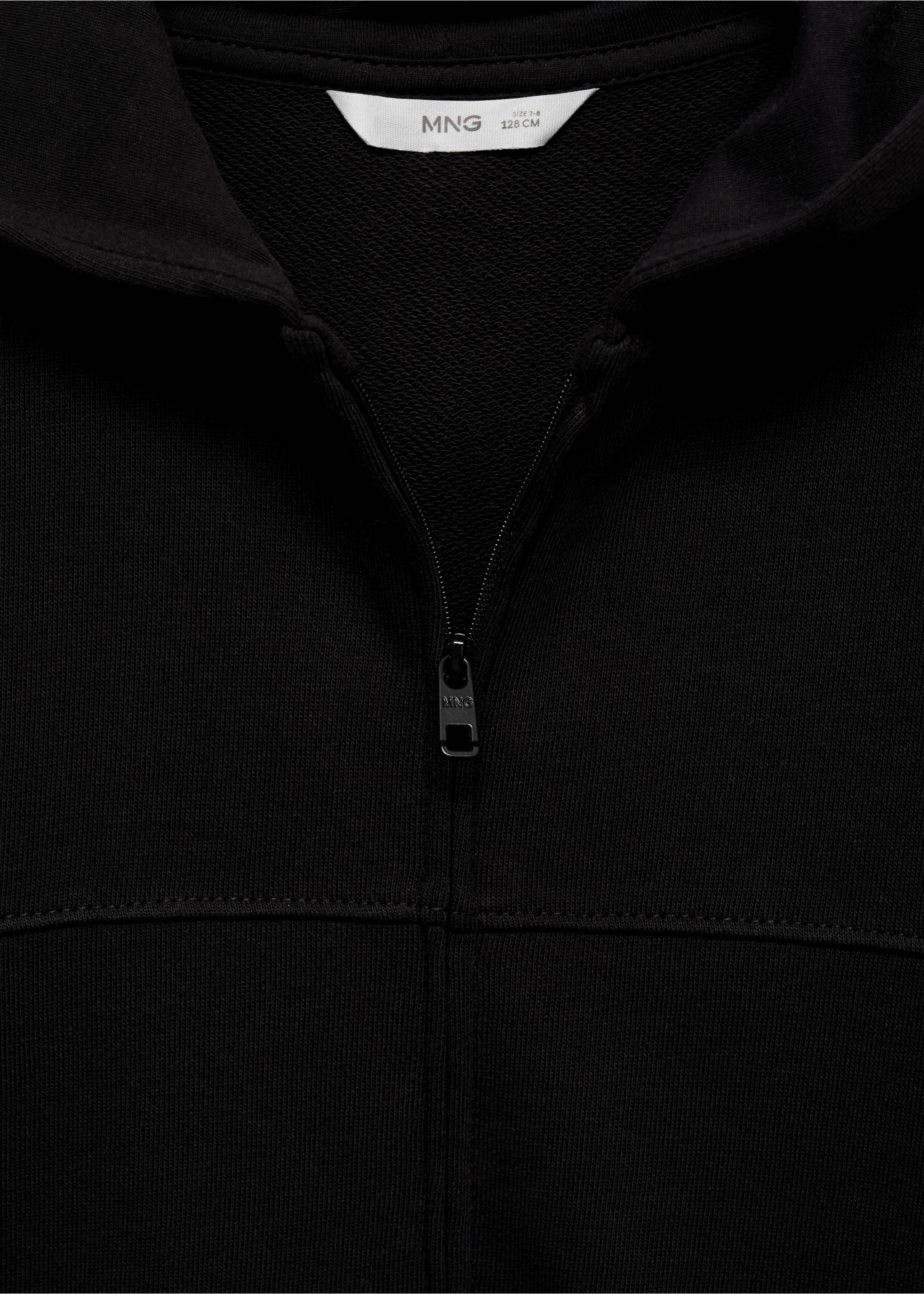 Zipped hoodie - Details of the article 8, Black. Ref: 77032923-00.