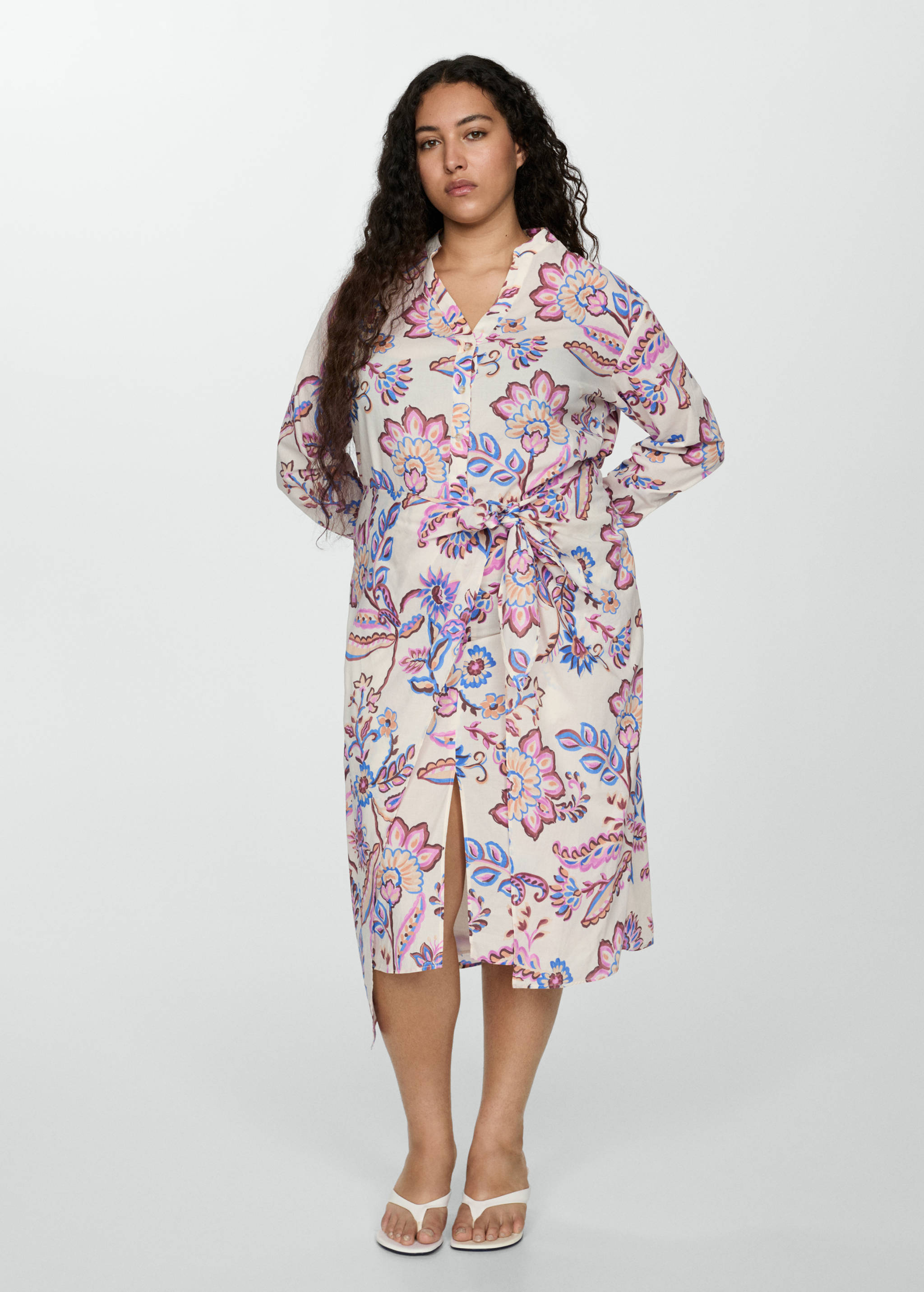 Floral print dress with bow - Details of the article 3