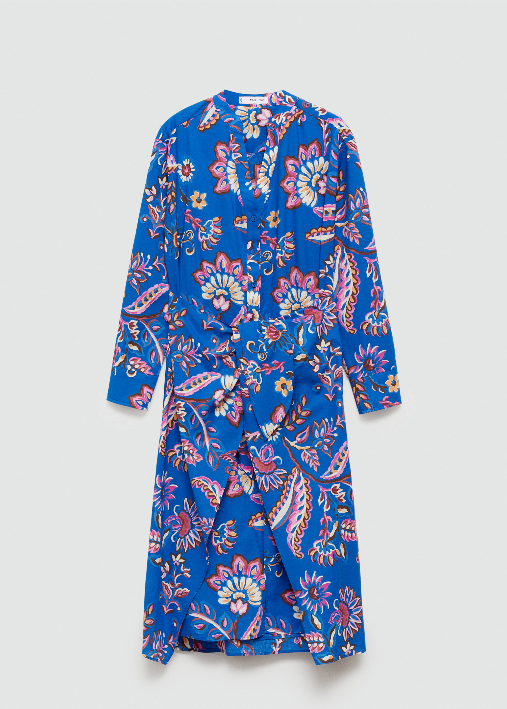 Floral print dress with bow - Article without model, Blue. Ref: 77032924-00.