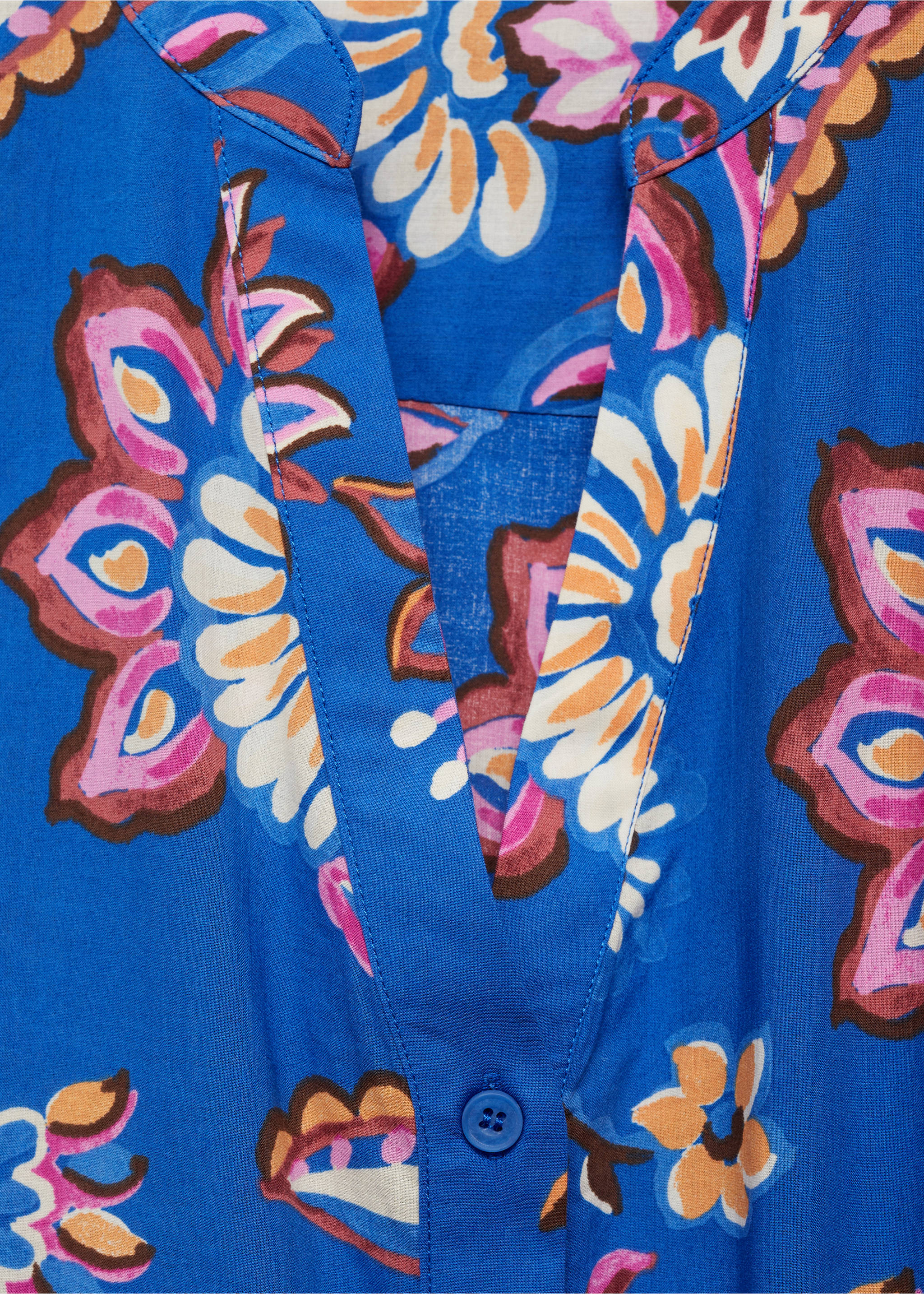 Floral print dress with bow - Details of the article 0, Blue. Ref: 77032924-00.