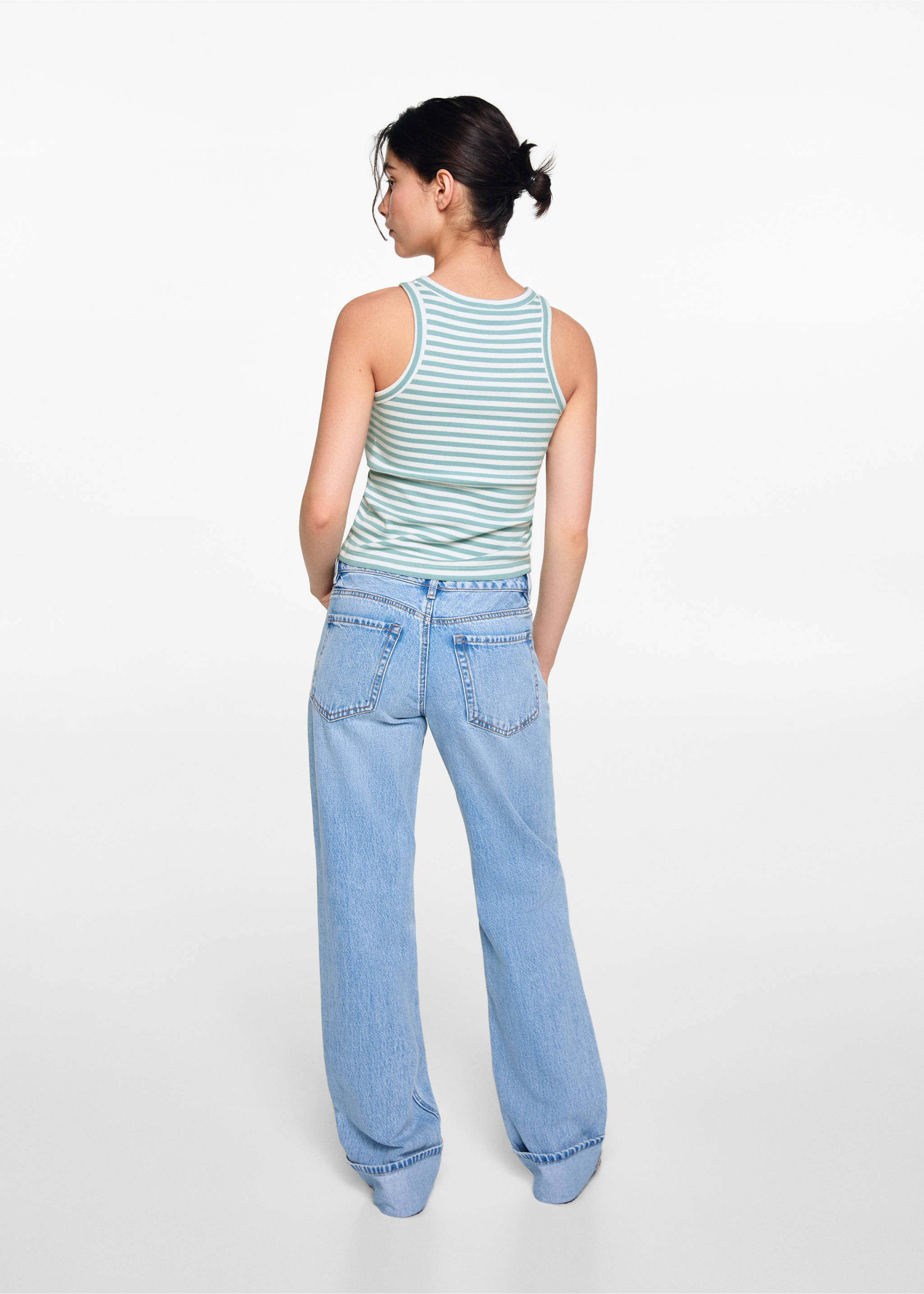 Top canalé algodón - Reverso del artículo, Verde menta. Ref: 77032936-00.