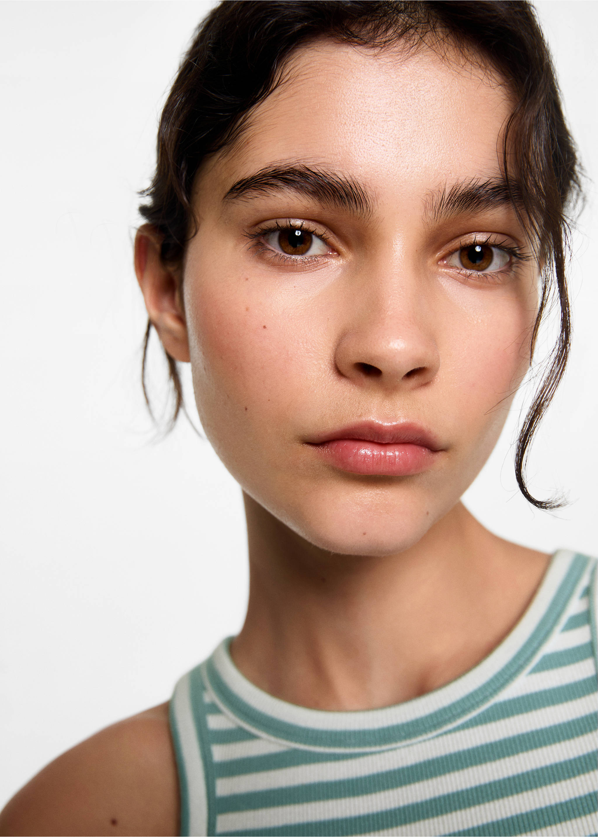 Top canalé algodón - Detalle del artículo 1, Verde menta. Ref: 77032936-00.