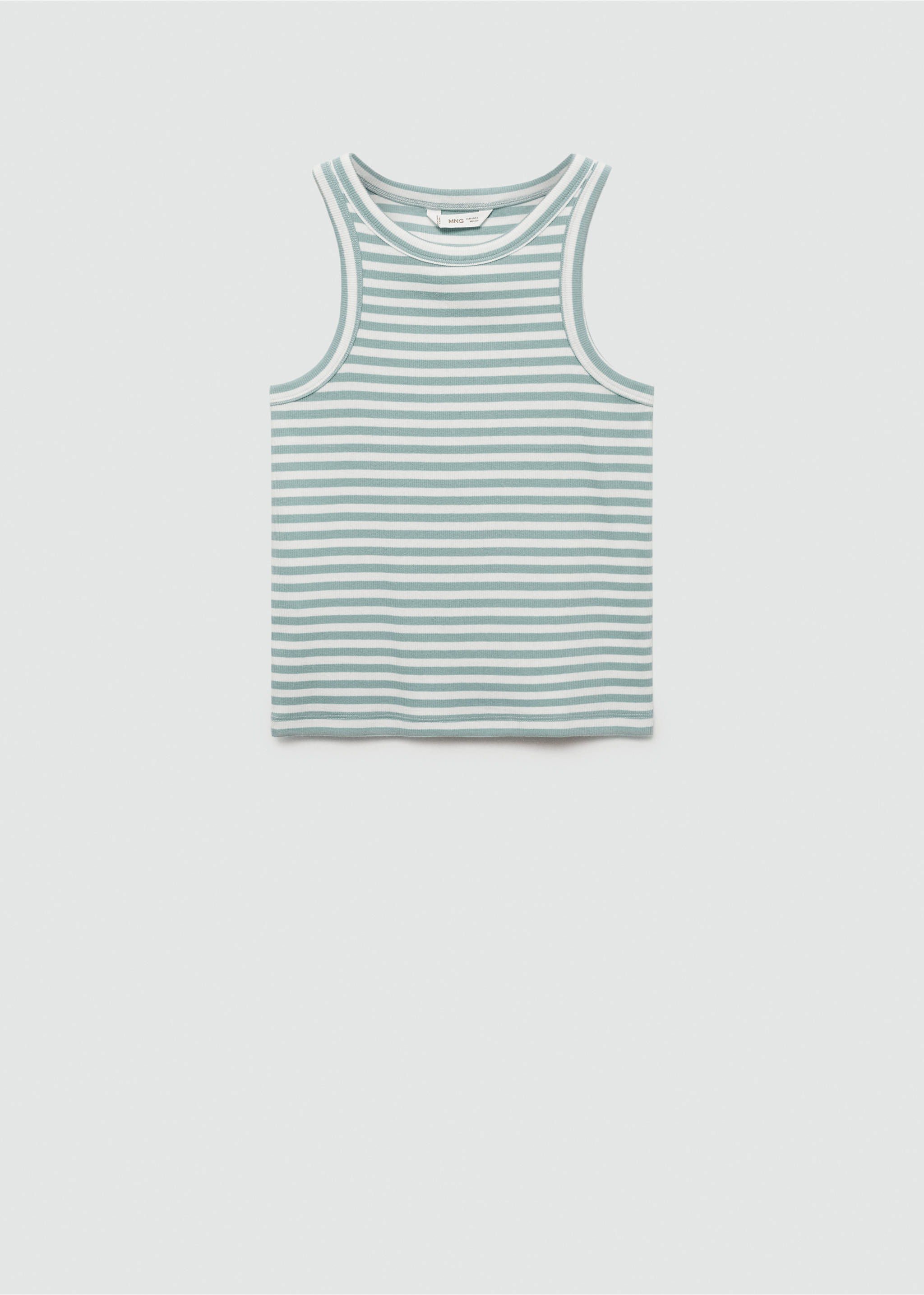 Ribbed cotton-blend top - Article without model, Mint Green. Ref: 77032936-00.