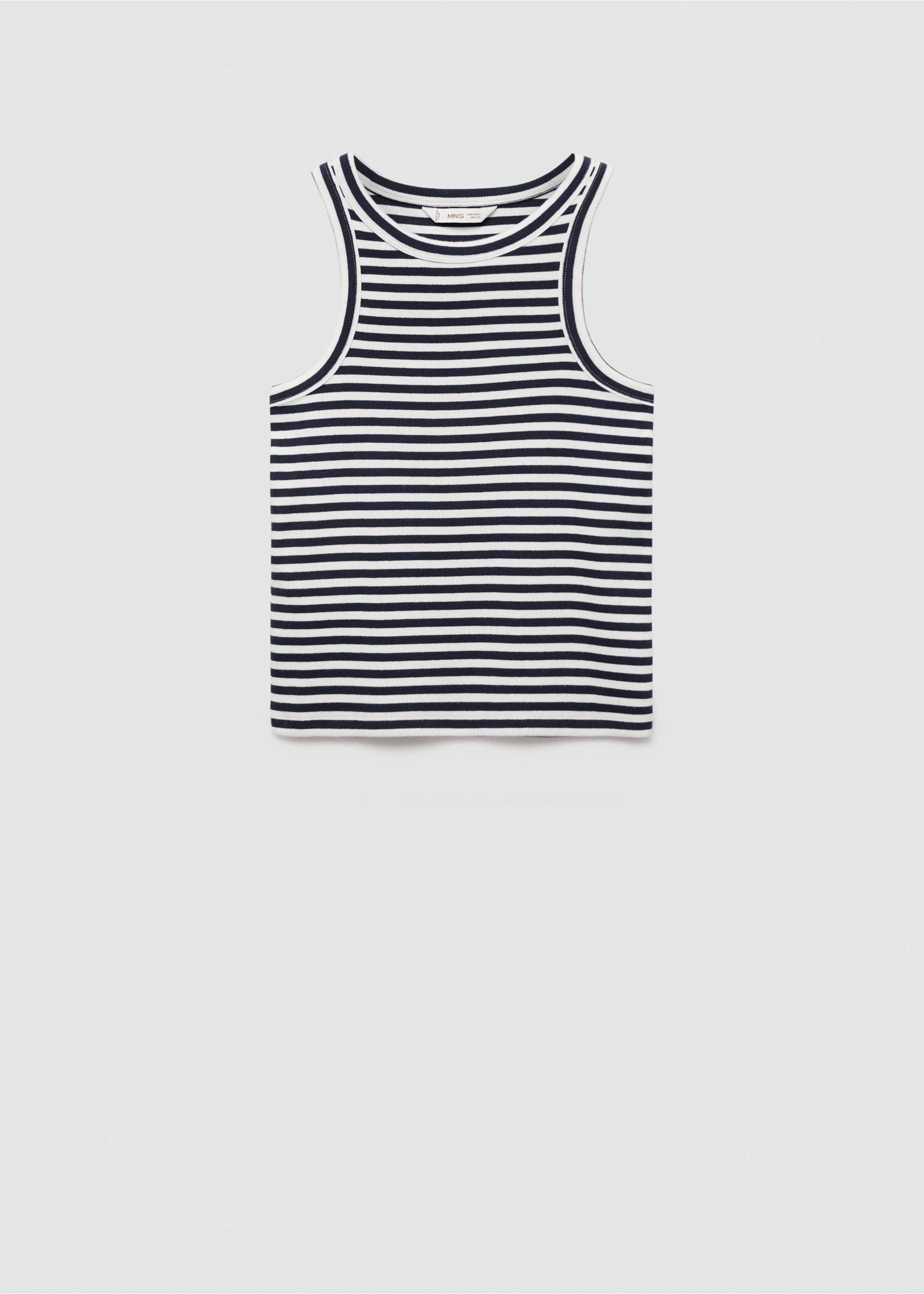 Ribbed cotton-blend top - Article without model, Dark Navy. Ref: 77032936-00.