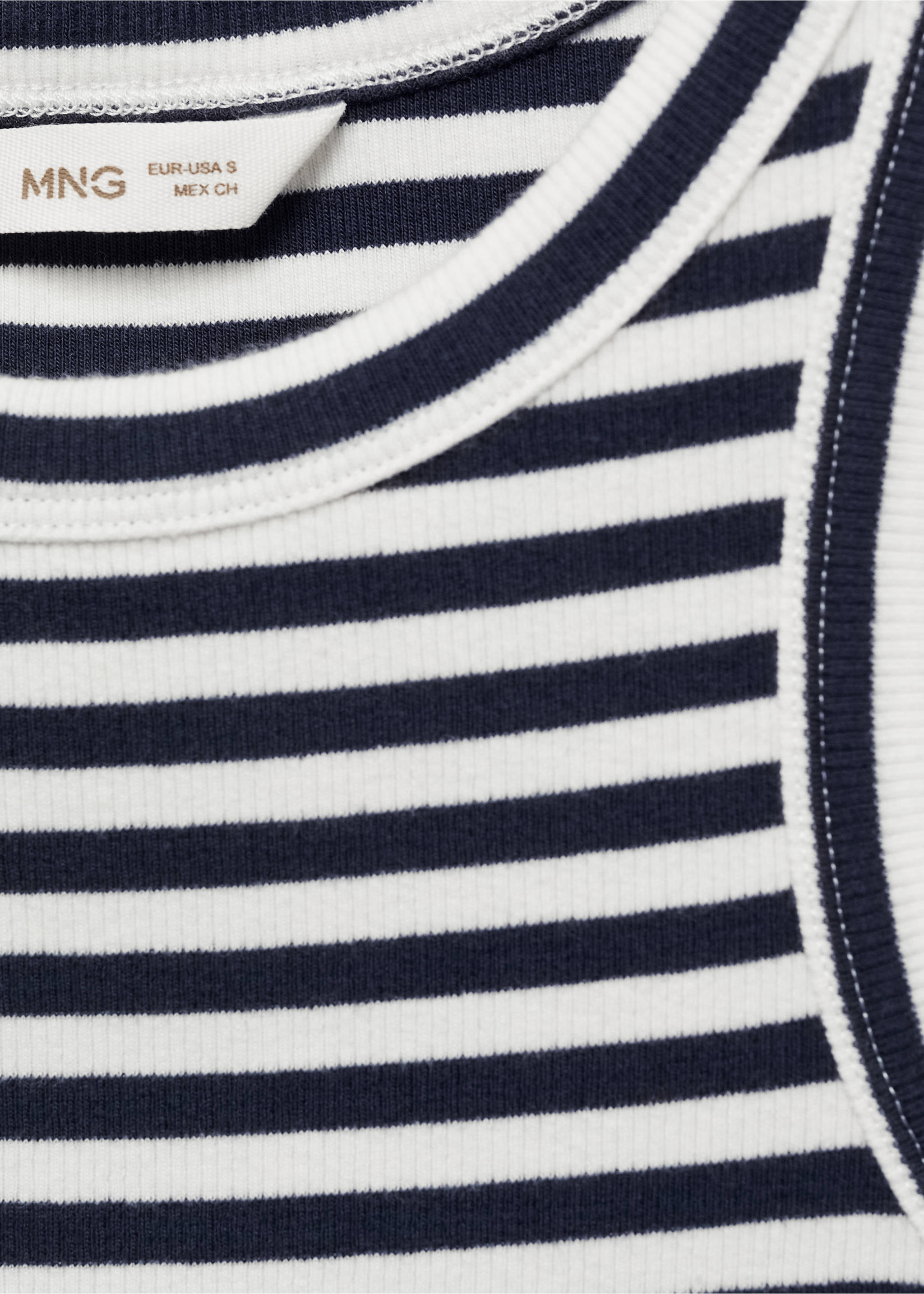 Ribbed cotton-blend top - Details of the article 8, Dark Navy. Ref: 77032936-00.