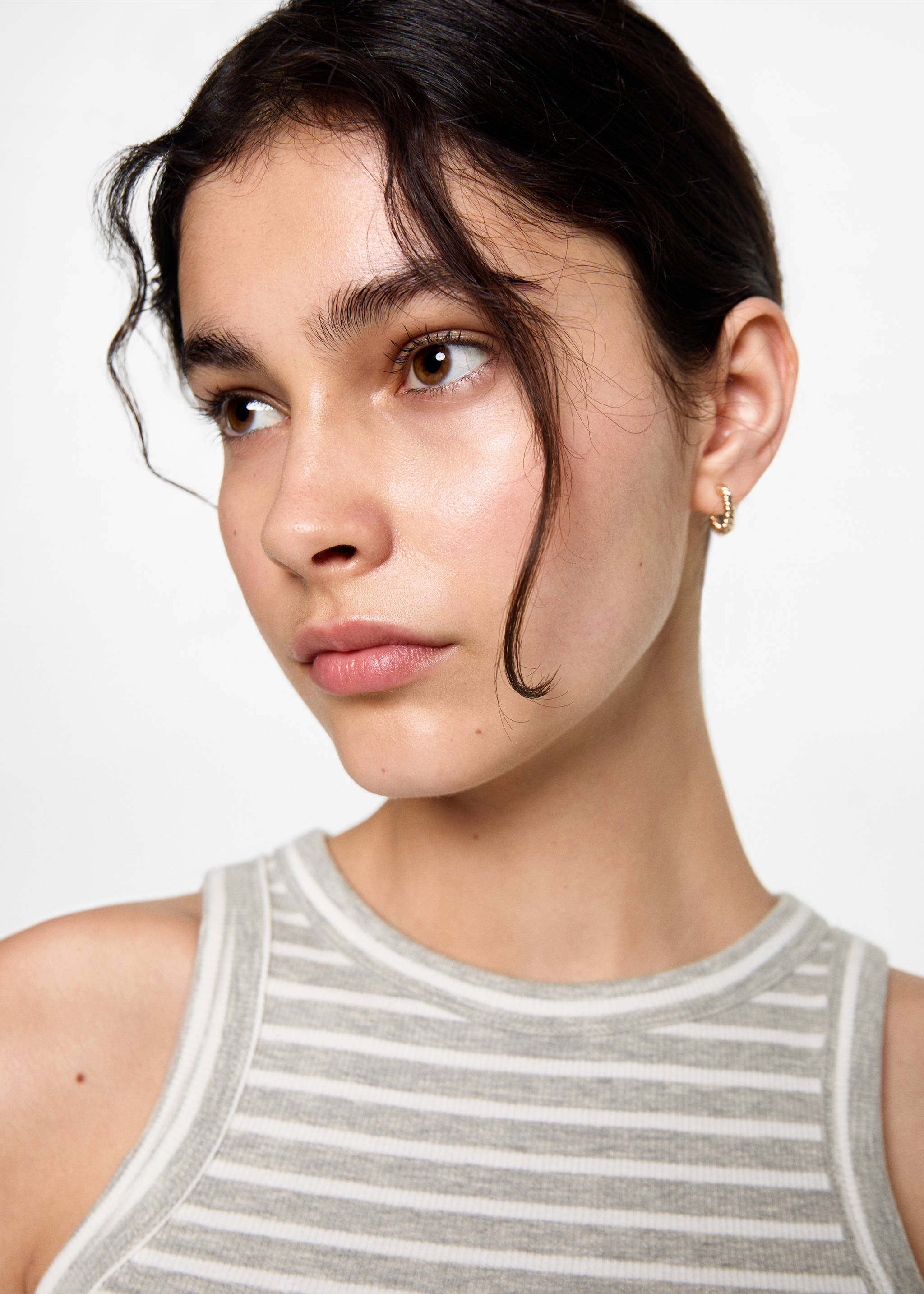 Top côtelé en coton - Détail de l'article 1, Gris chiné clair. Ref: 77032936-00.