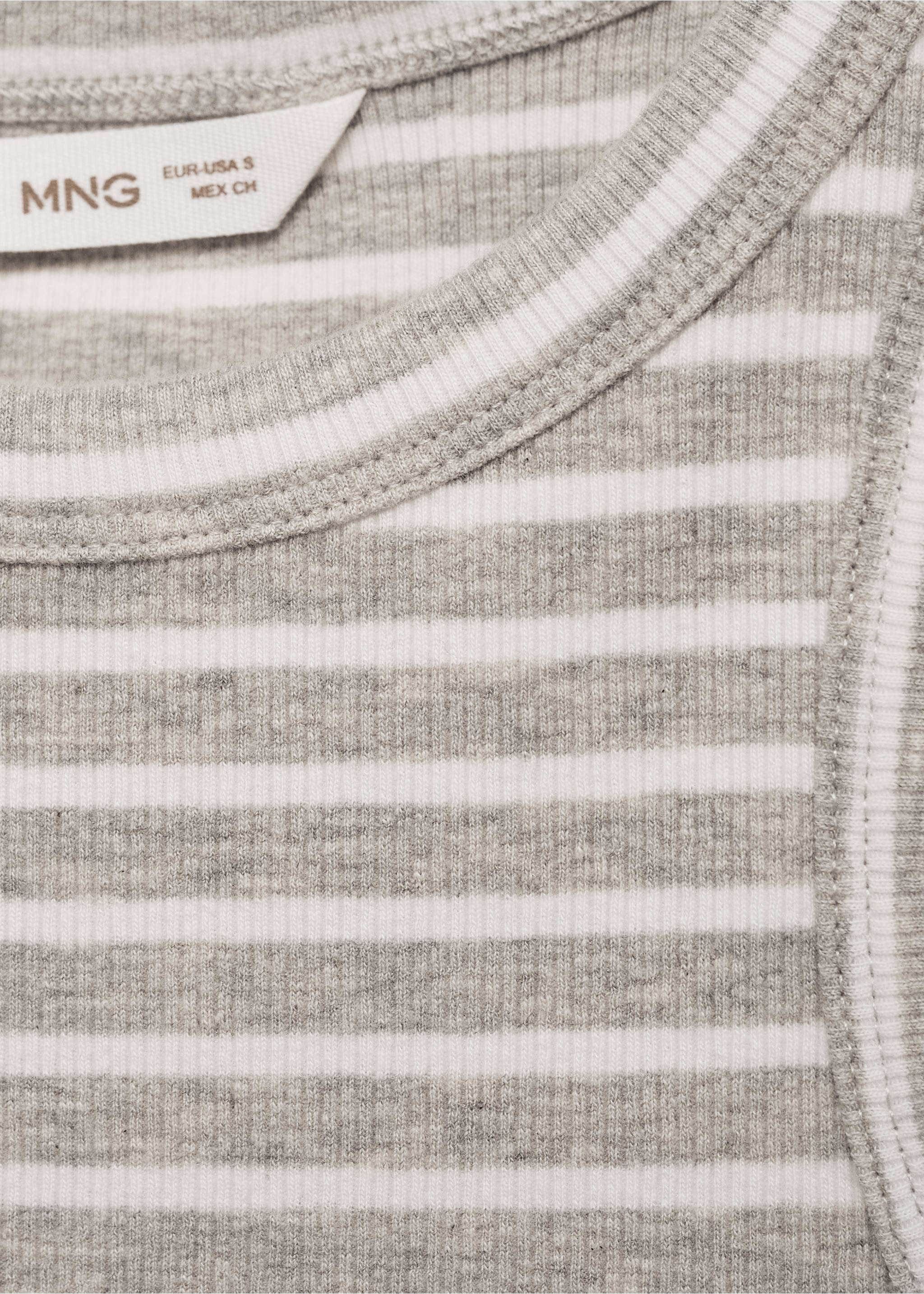 Top côtelé en coton - Détail de l'article 8, Gris chiné clair. Ref: 77032936-00.