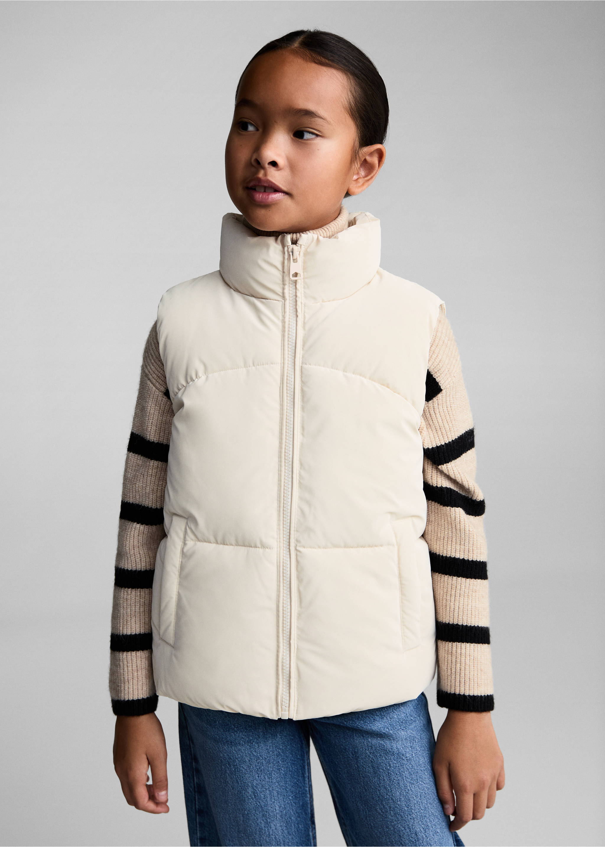 Quilted gilet - Medium plane, Ecru. Ref: 77033267-00.