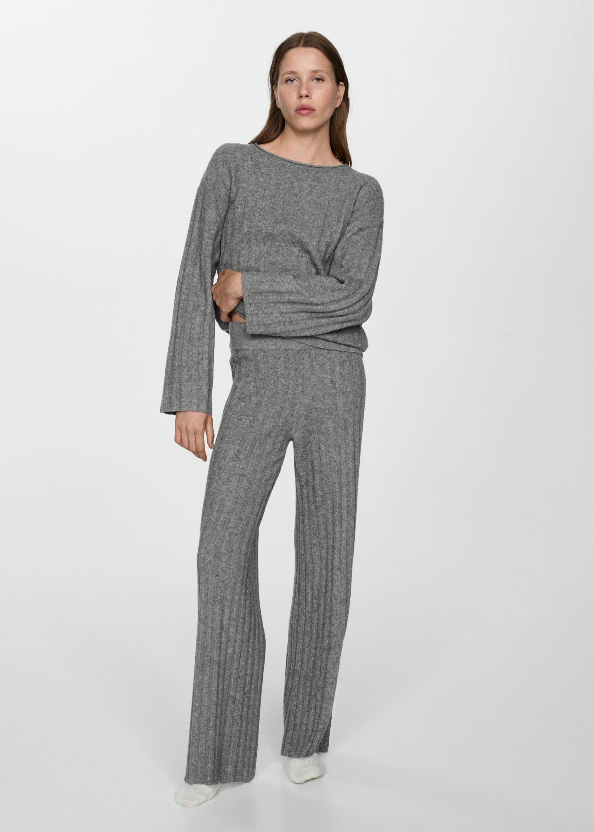 Straight-fit rib-knit trousers - General plane