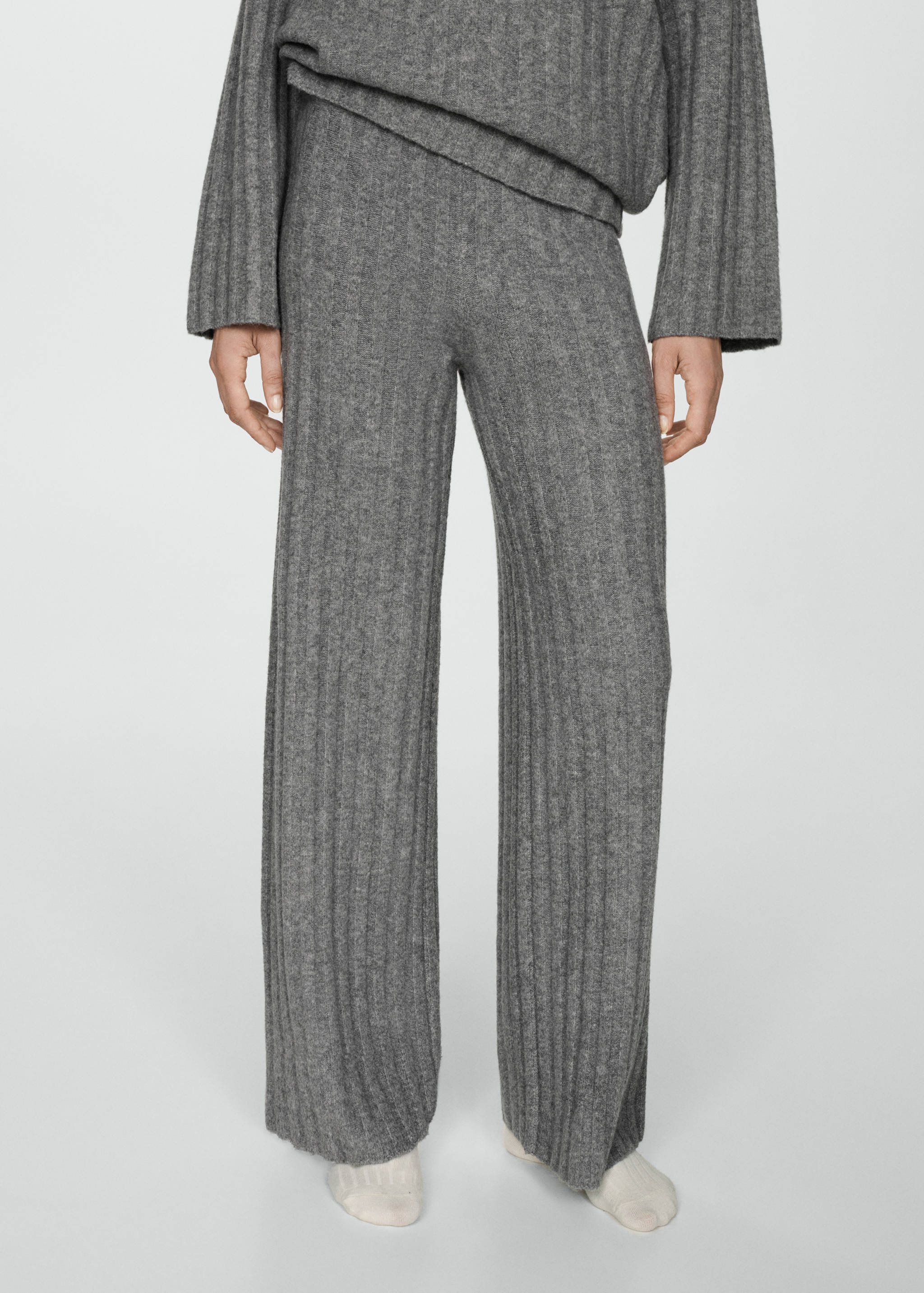 Straight-fit rib-knit trousers - Medium plane