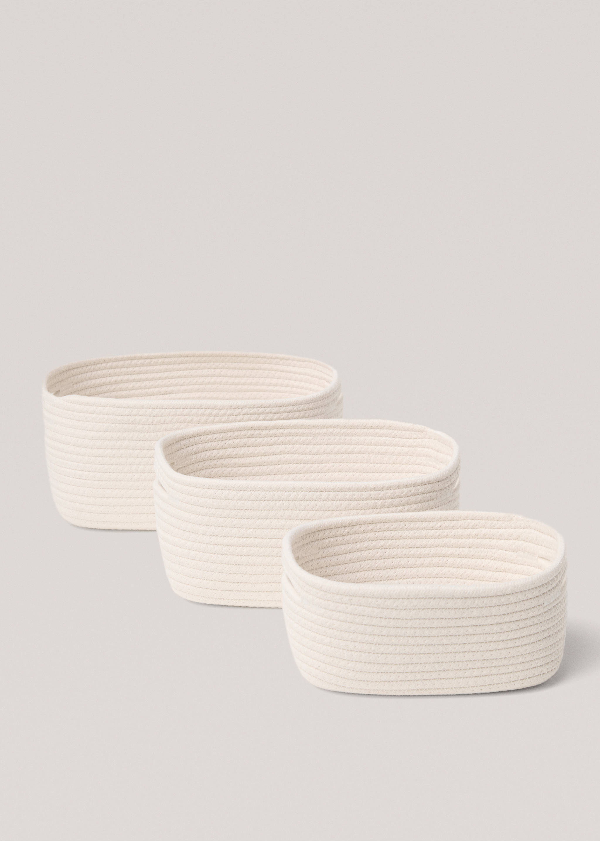 Small cotton storage basket - Details of the article 3, White. Ref: 77033271-00.