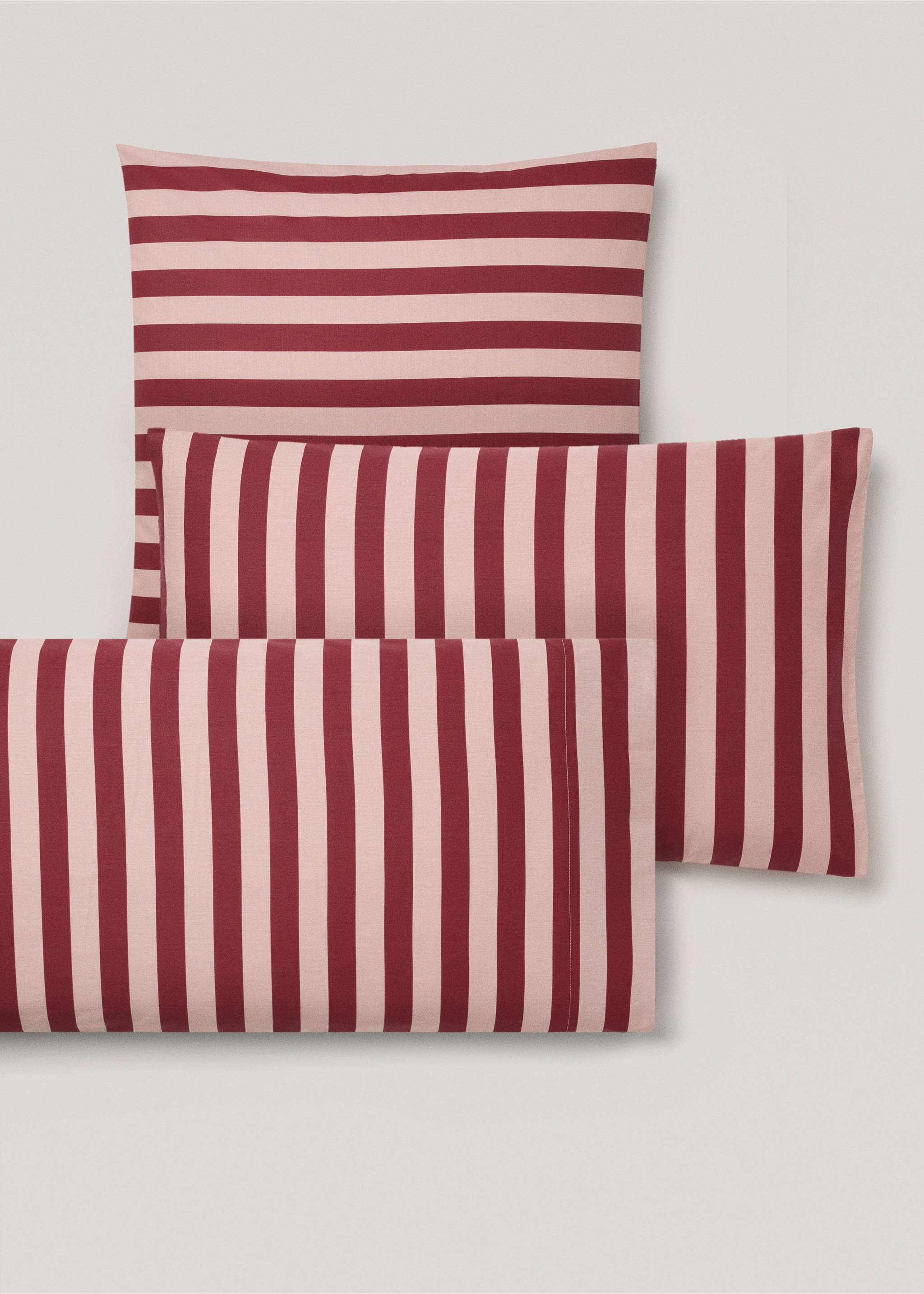 Cotton percale kodak-stripe percale pillowcase 50x75cm - Details of the article 4, Pink. Ref: 77033276-00.