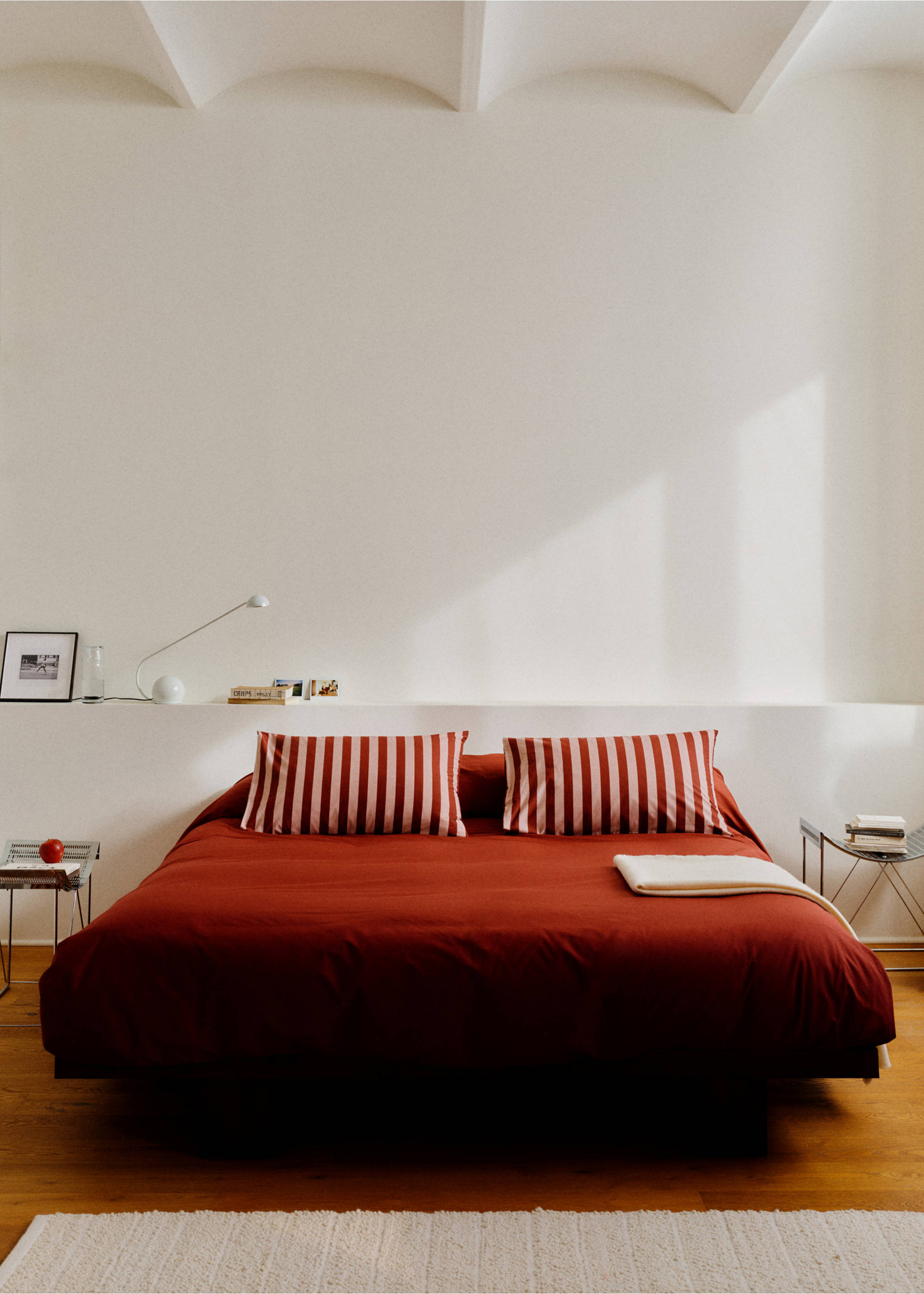 Cotton percale kodak-stripe percale pillowcase 50x75cm - Details of the article 6, Pink. Ref: 77033276-00.