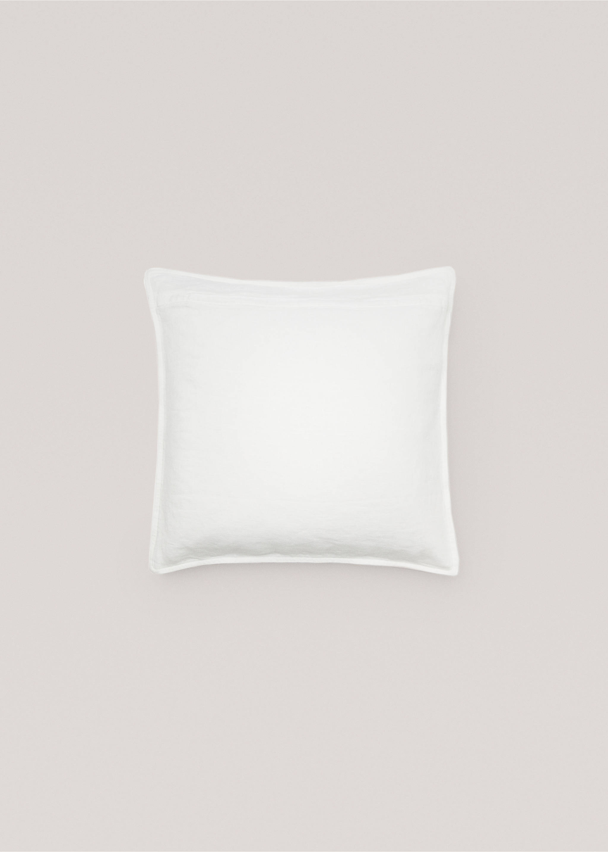 100% linen cushion case 45x45cm - Details of the article 1, White. Ref: 77033278-00.