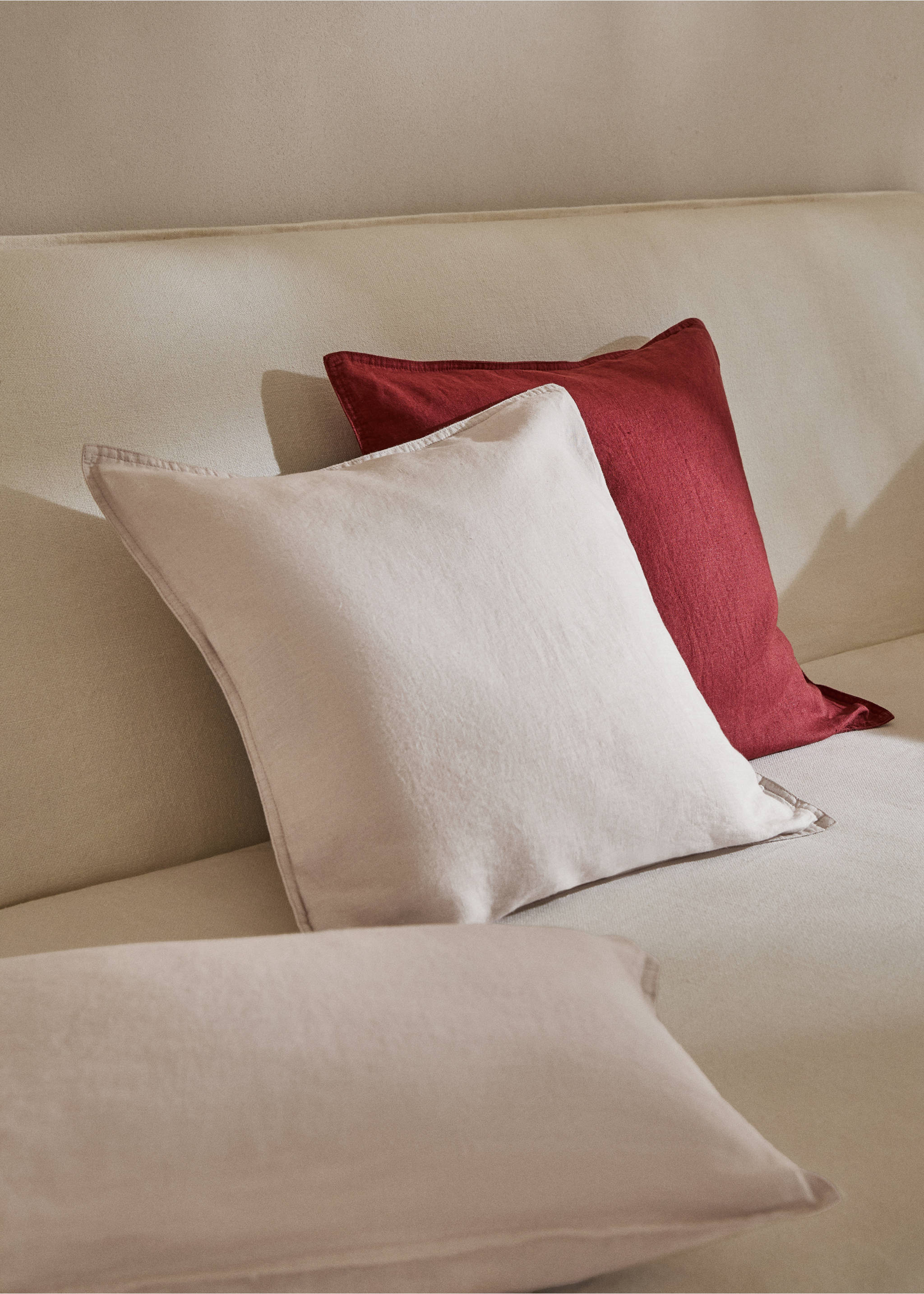 Housse de coussin 100 % lin 45x45 cm - Plan général, Gris chiné clair. Ref: 77033278-00.