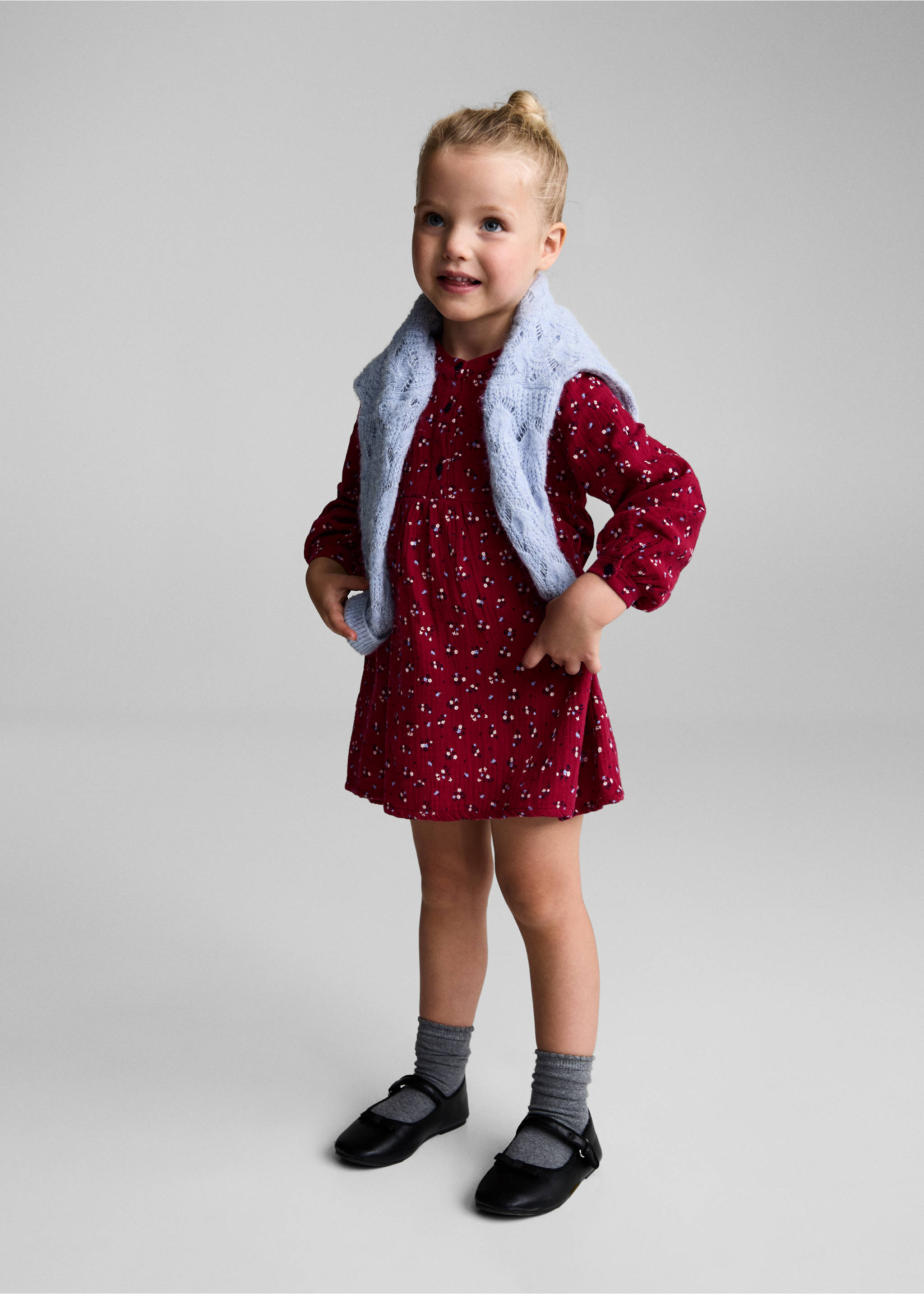 Flowers cotton dress - General plane, Red. Ref: 77033296-00.