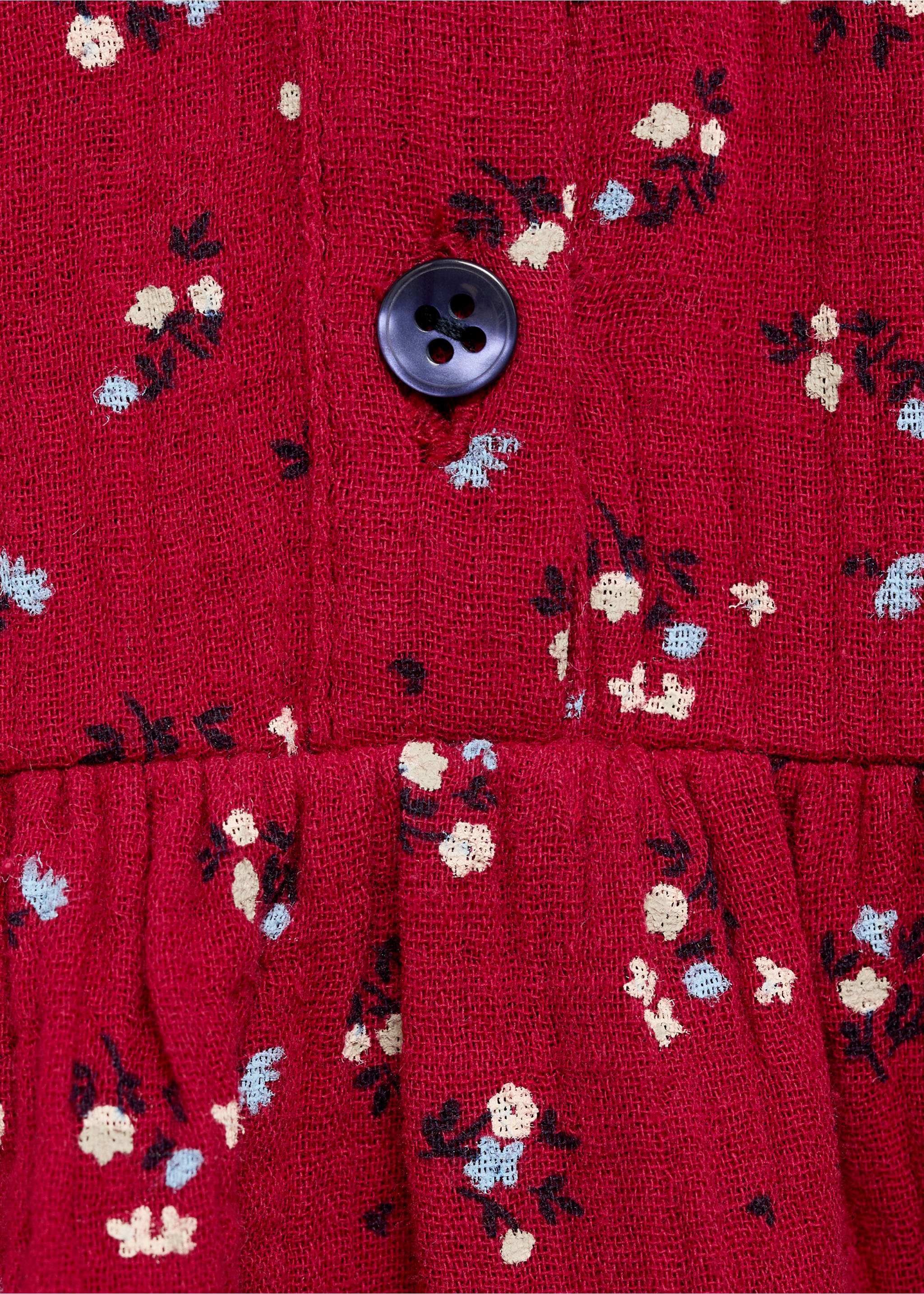 Flowers cotton dress - Details of the article 8, Red. Ref: 77033296-00.