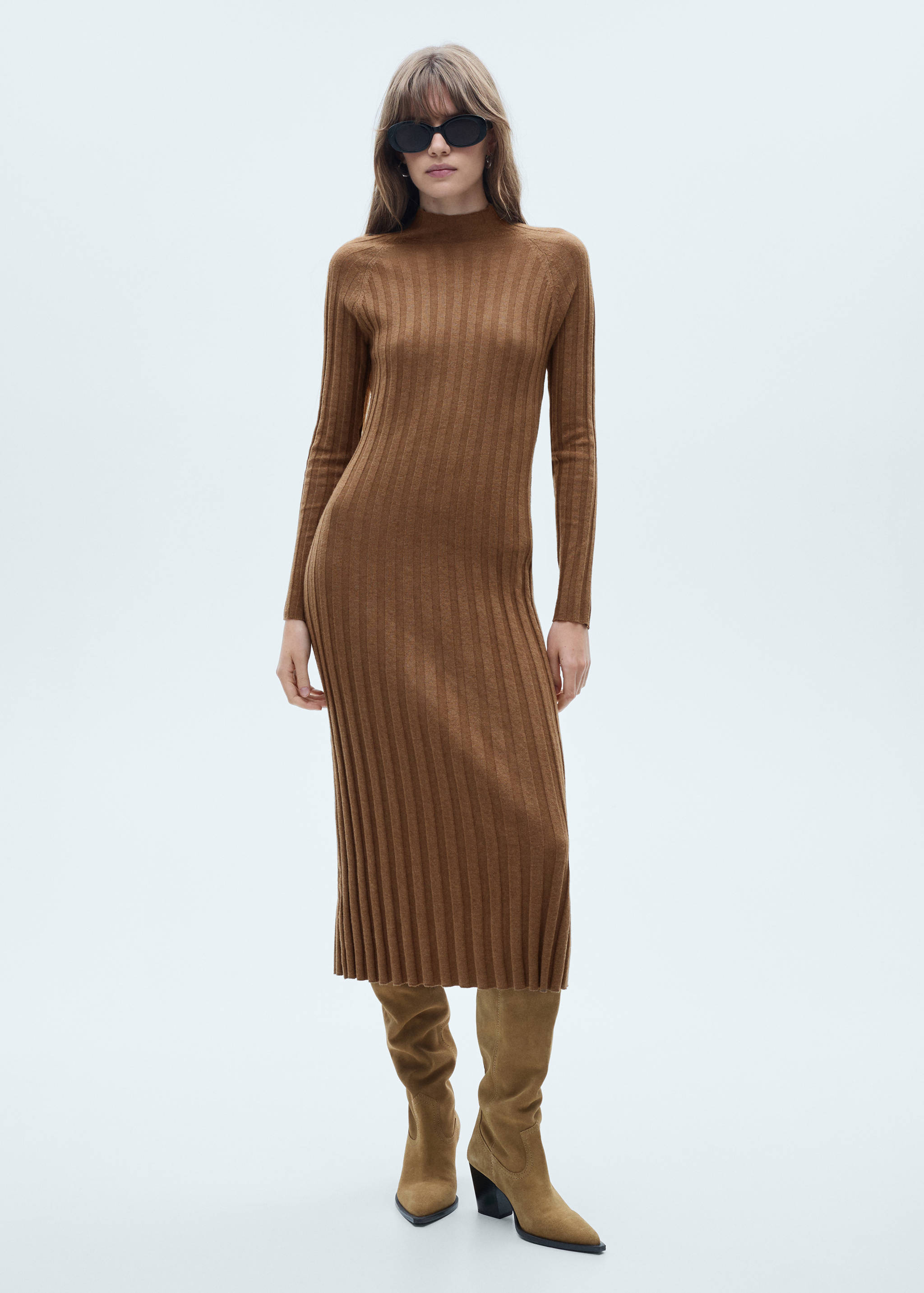 Robe maille côtelée col montant - Plan général