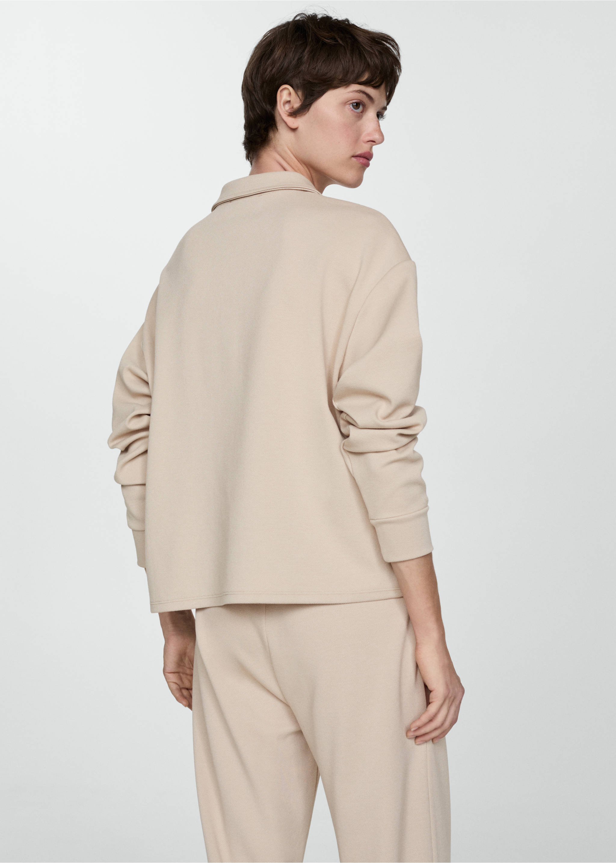 Polo-neck sweatshirt - Reverse of the article, Beige. Ref: 77034021-00.