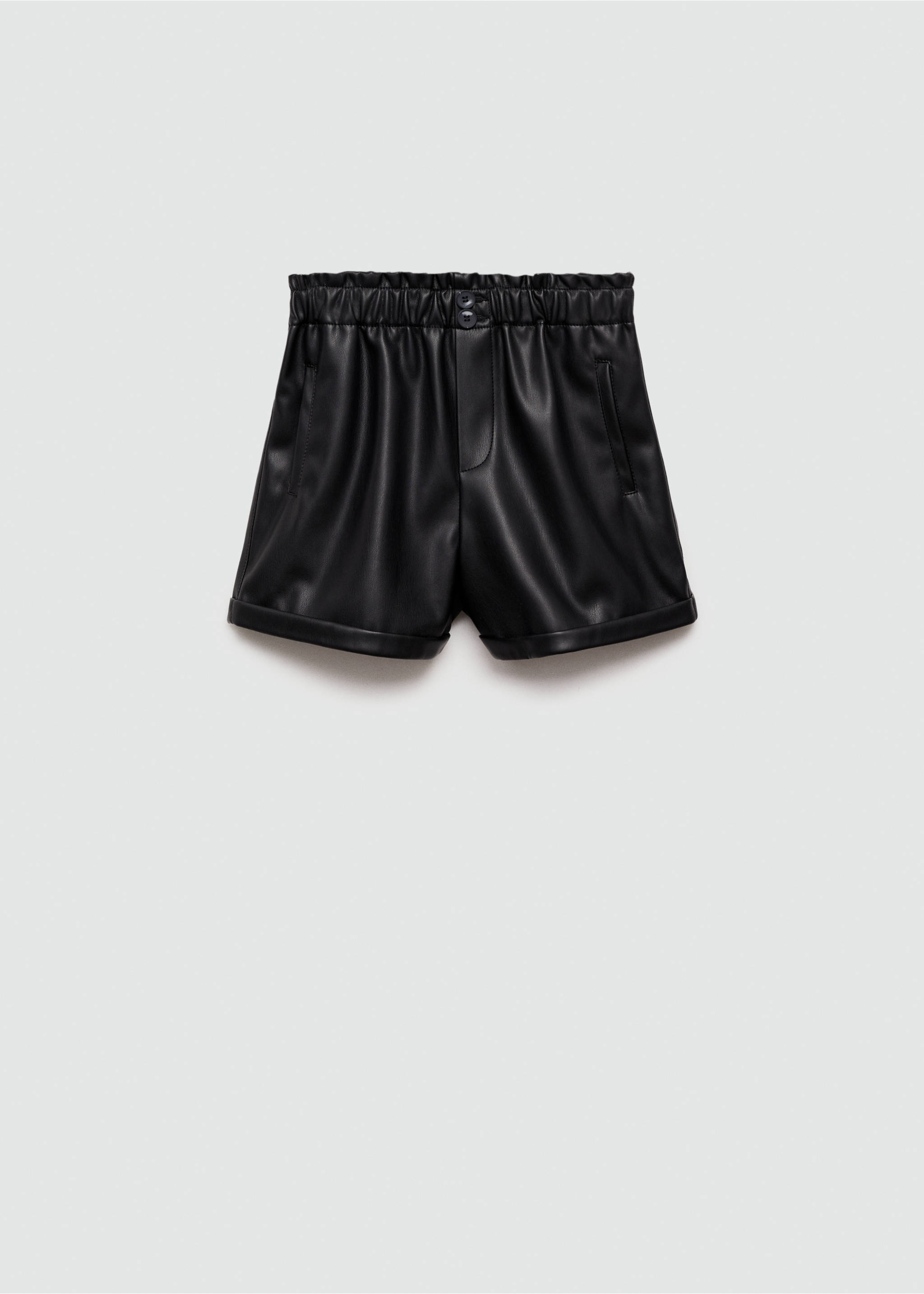 Faux-leather shorts - Article without model, Black. Ref: 77034026-00.