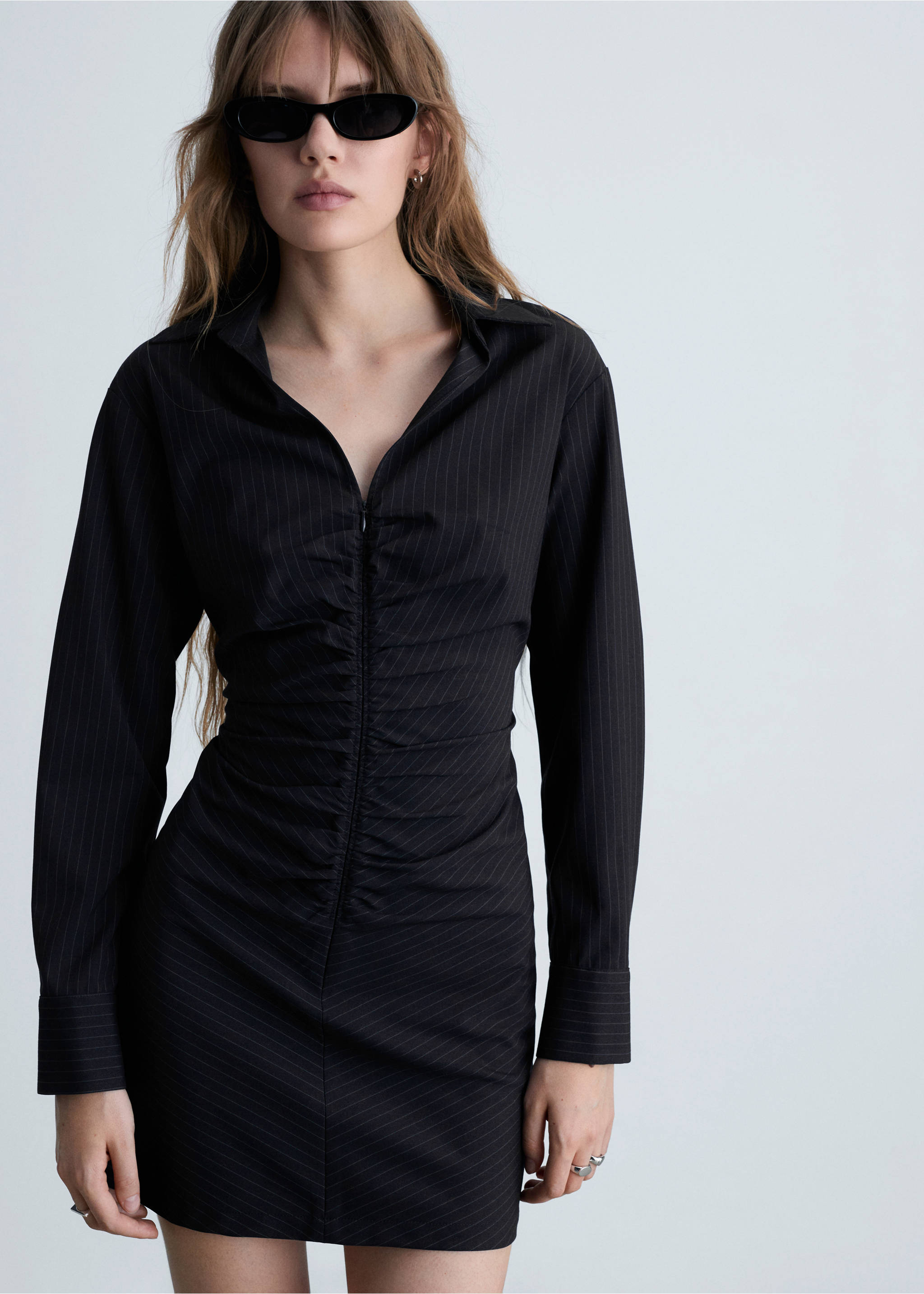 Vestido fruncido cremallera - Medium plane, Dark Navy. Ref: 77034028-00.