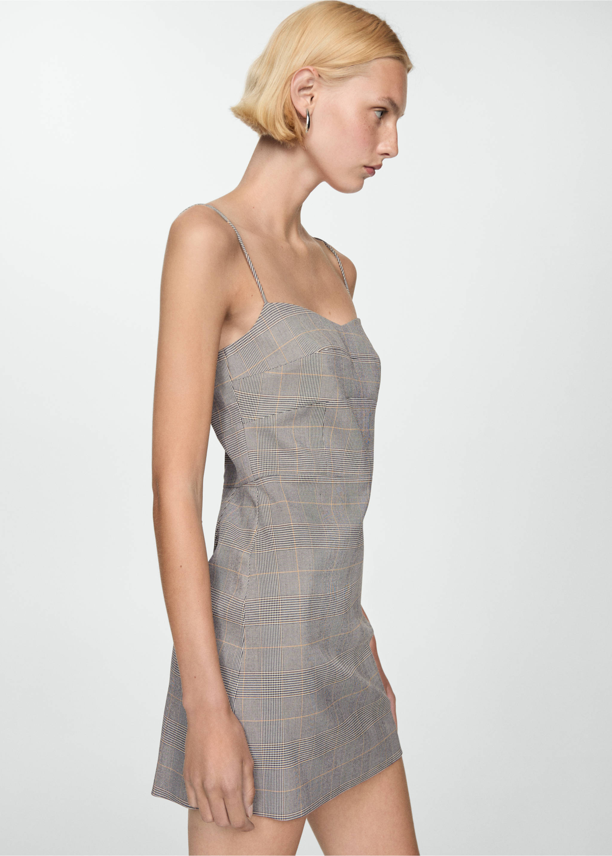 Check short dress - Medium plane, Grey. Ref: 77034031-00.
