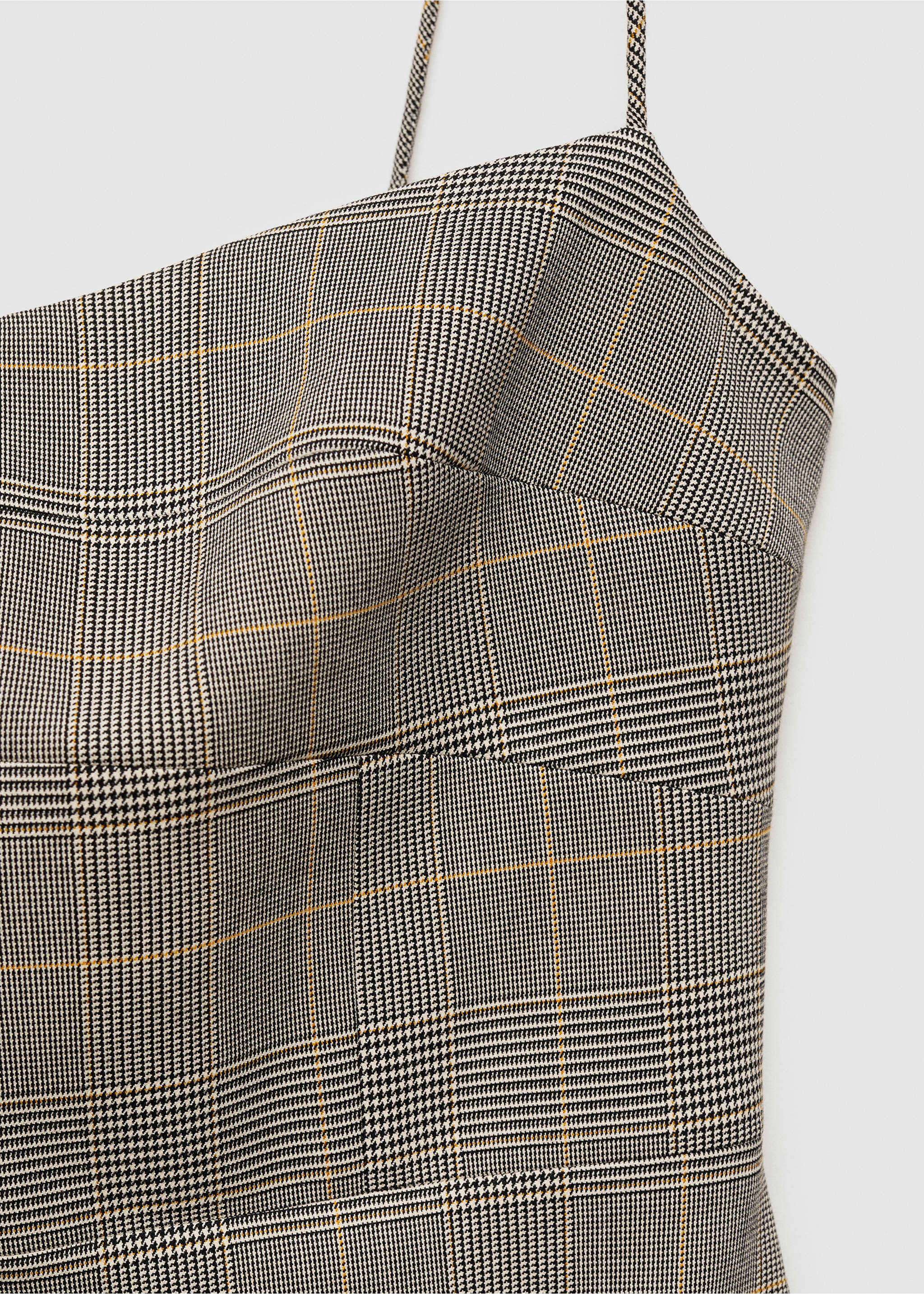 Check short dress - Details of the article 8, Grey. Ref: 77034031-00.