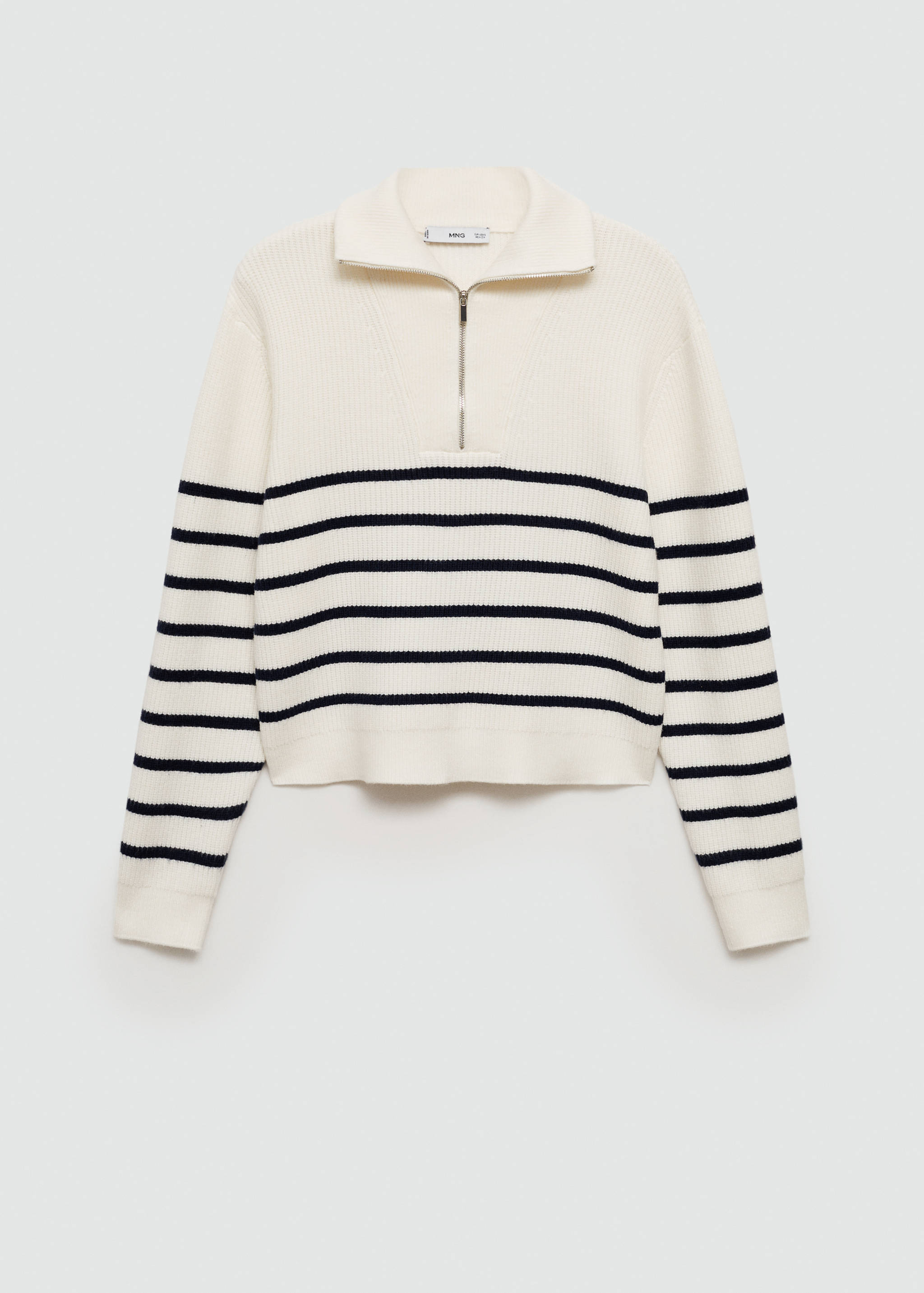 Sweter w paski z zamkiem na dekolcie - Artykuł bez modela/modelki