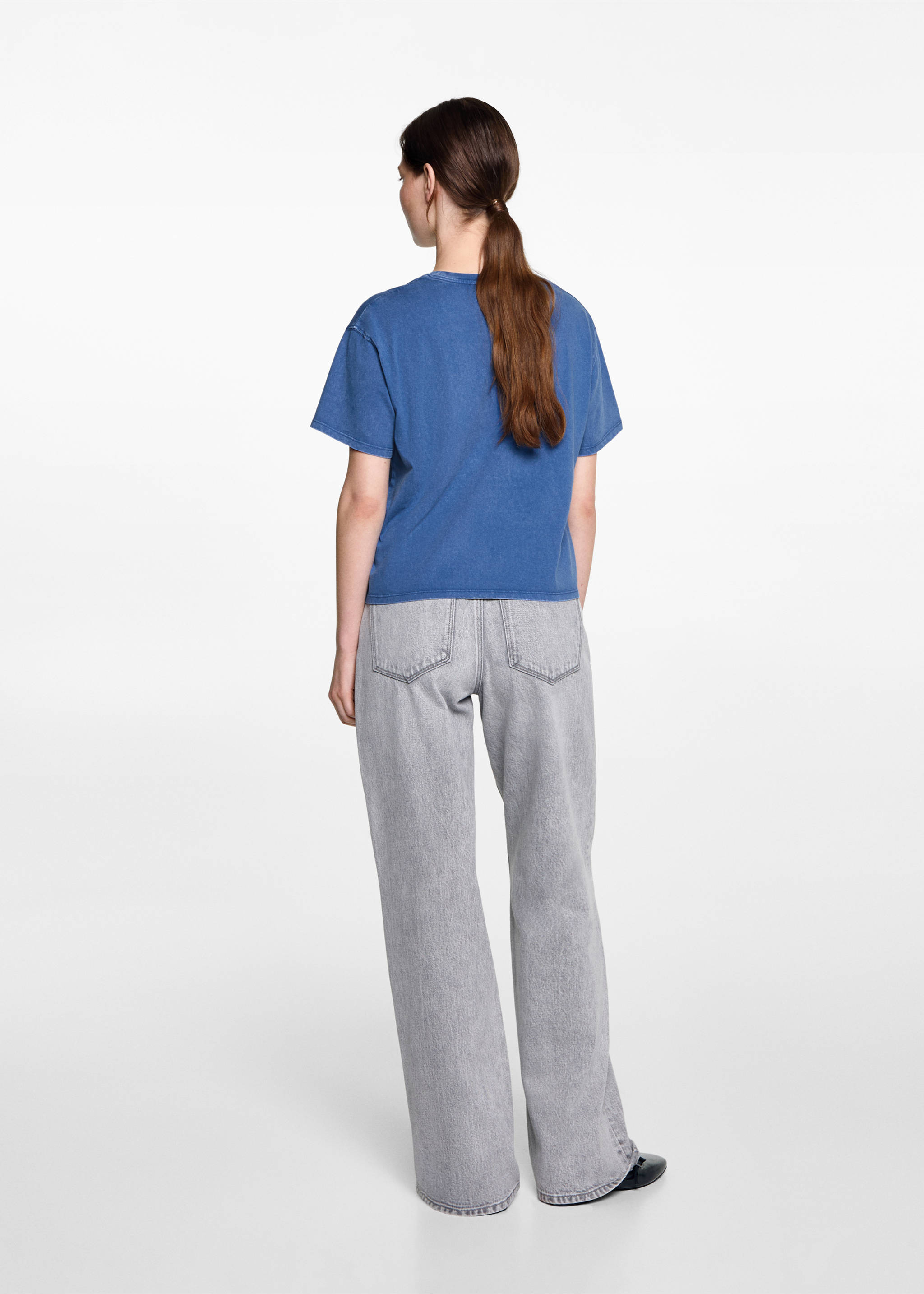 T-shirt message brodé - Verso de l’article, Vert. Ref: 77034048-00.