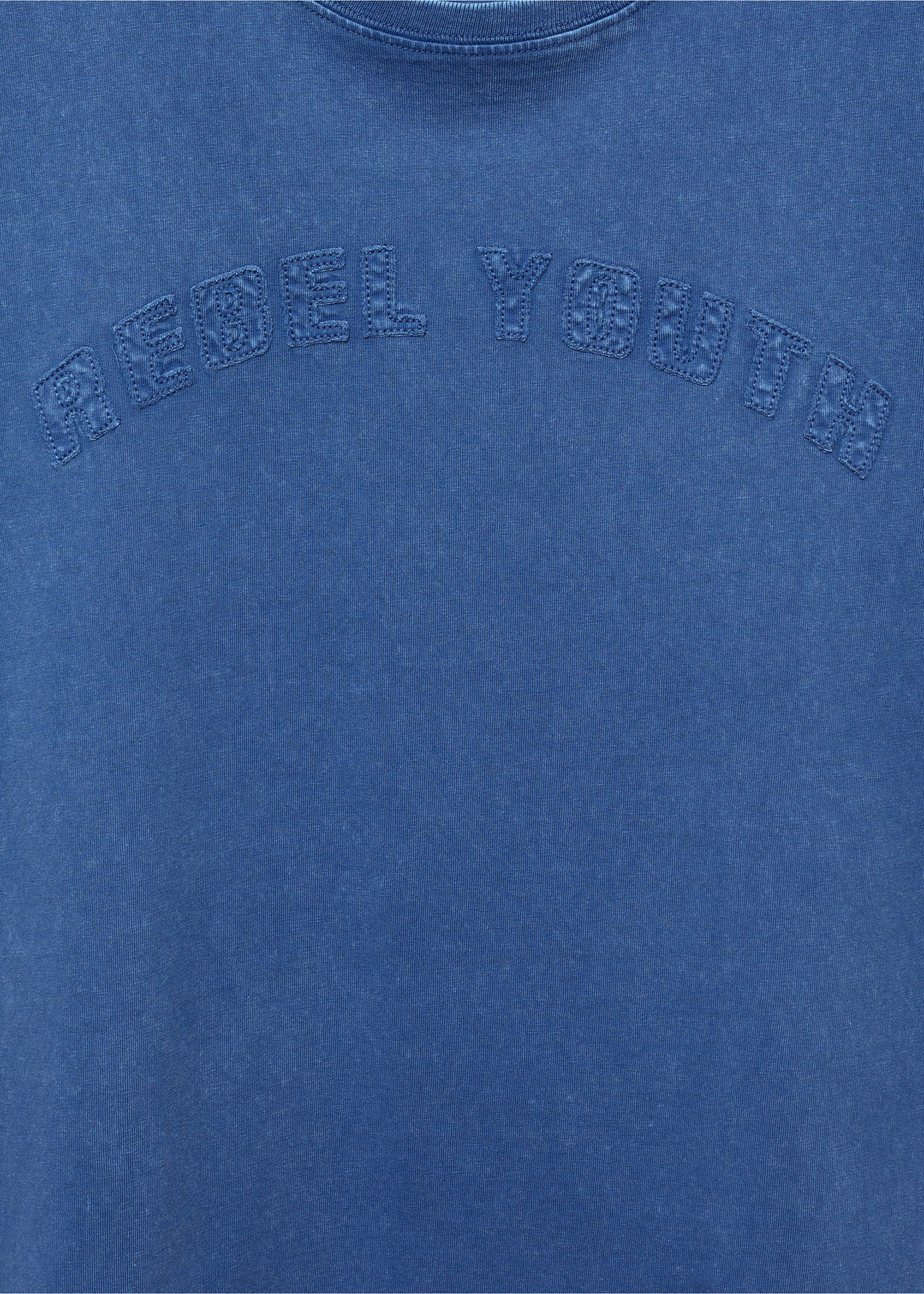 T-shirt message brodé - Détail de l'article 8, Vert. Ref: 77034048-00.