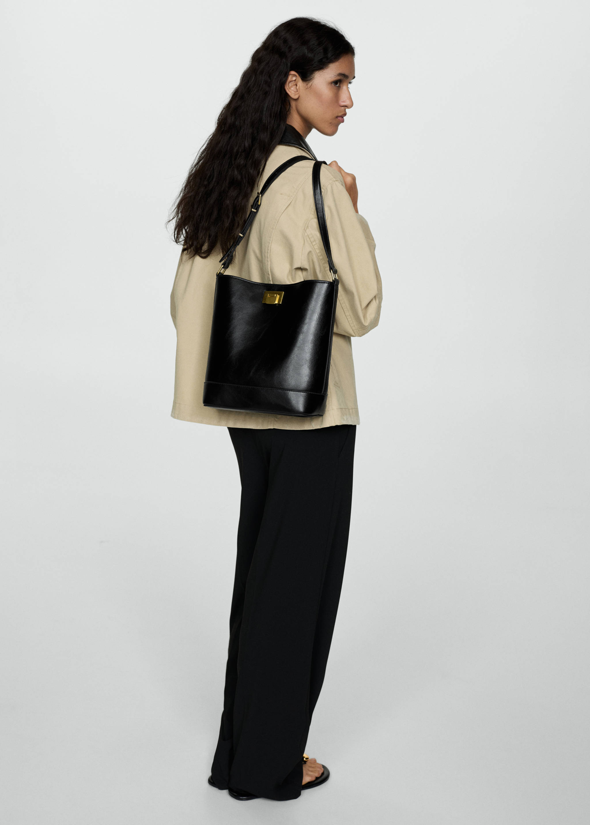 Shopper bag with metallic detail - General plane