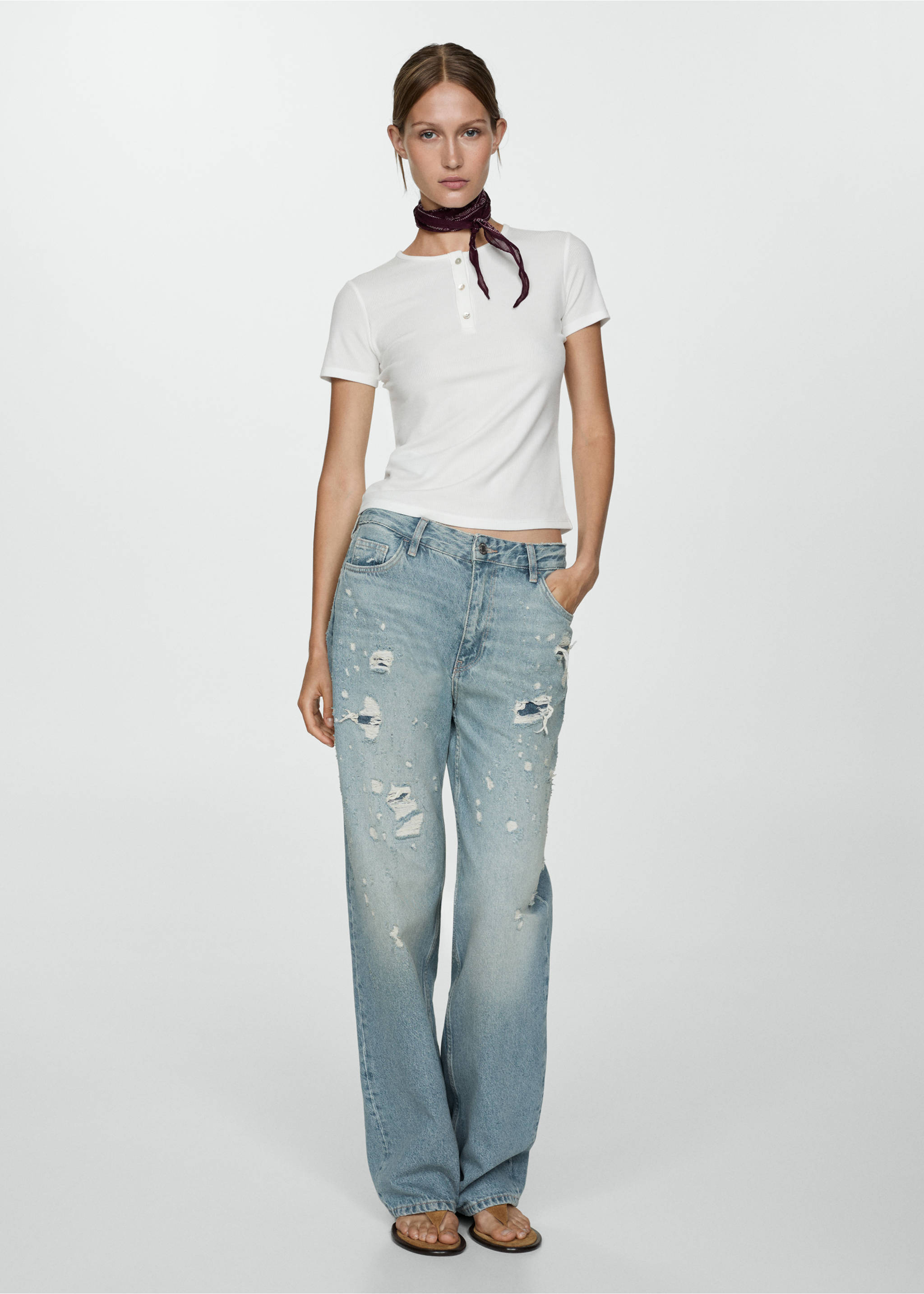 Raka jeans dekorativa revor - Allmän bild, Mellanblå. Ref: 77034065-00.